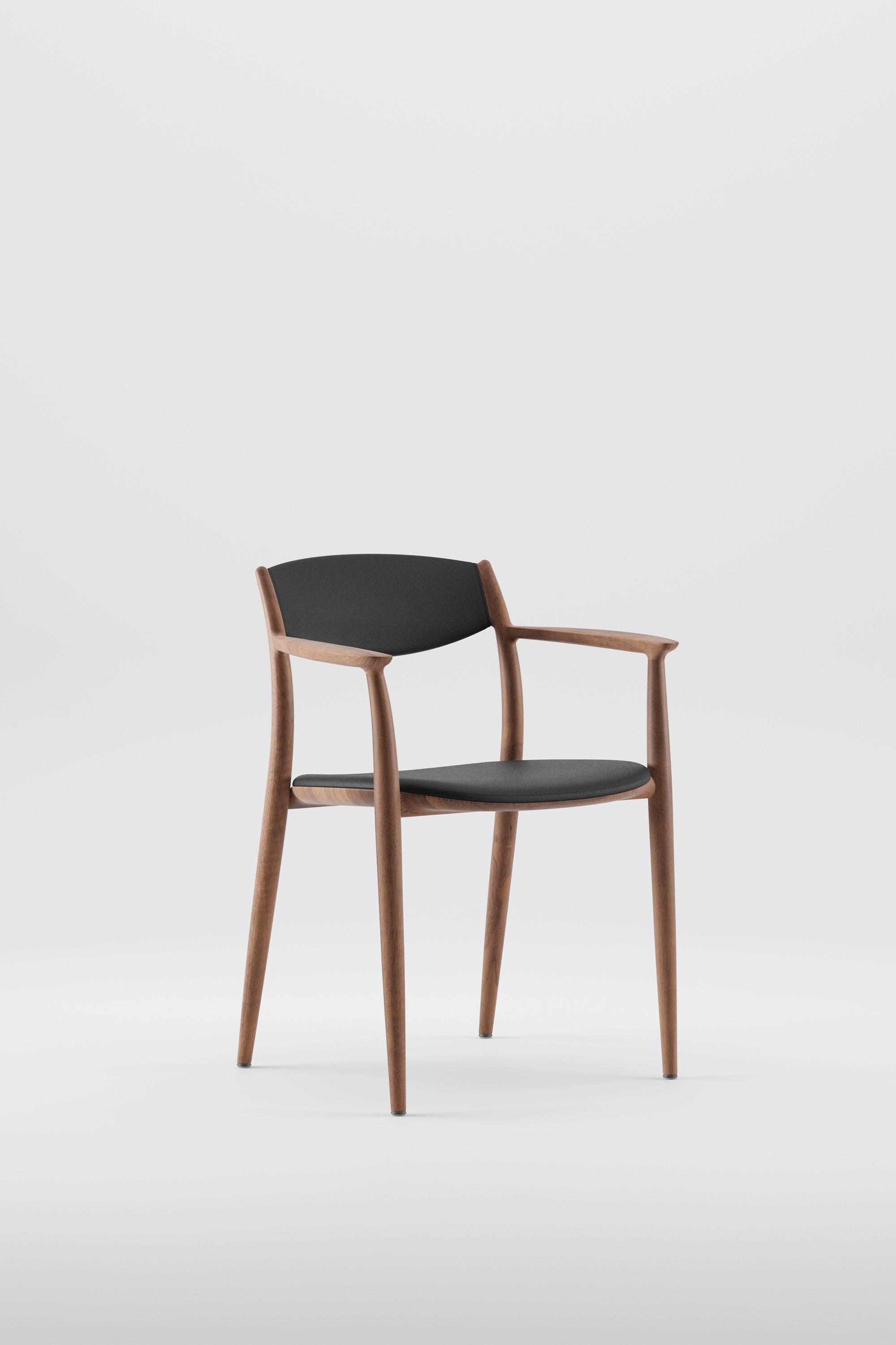Nila Chair with solid wood frame and curved backrest