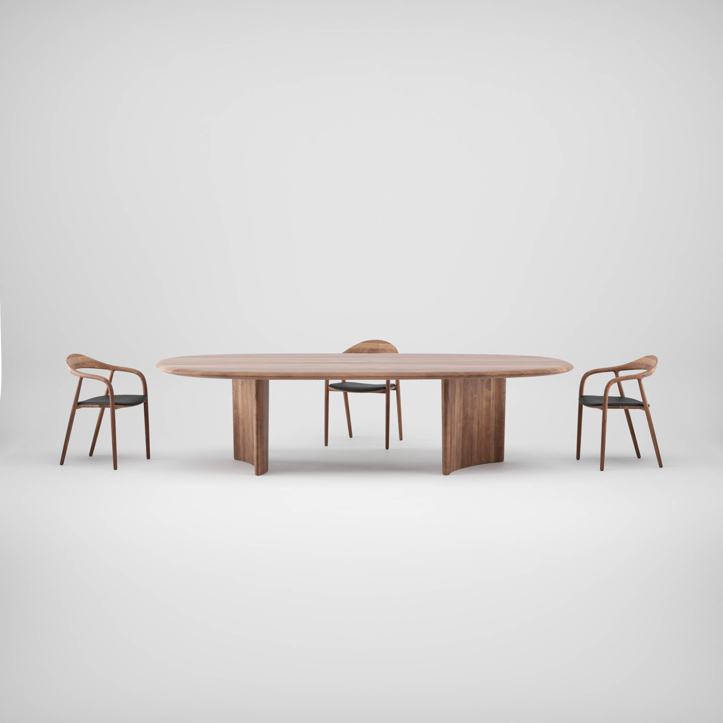 Close-up of the Monument Table’s irregular wooden top and angled legs, emphasizing craftsmanship and natural wood texture.