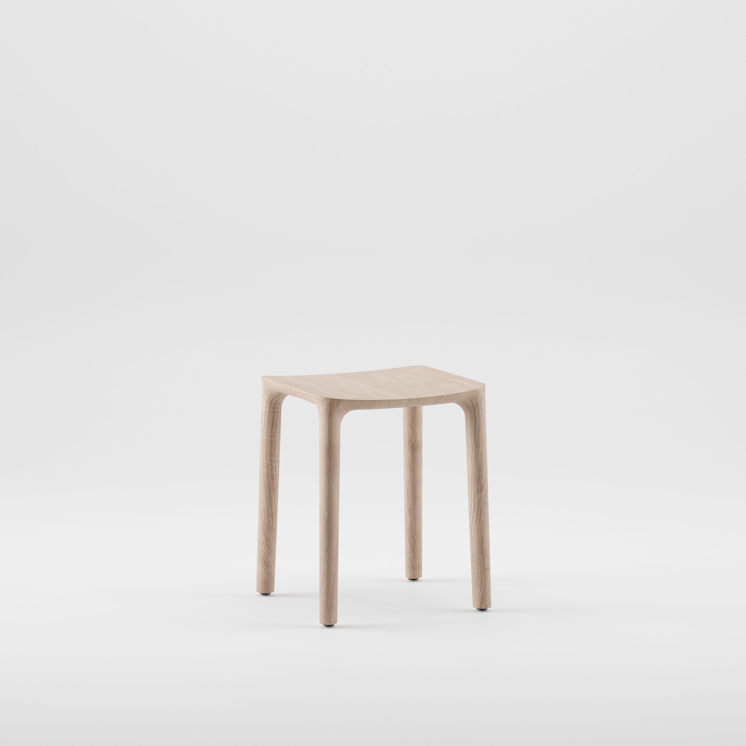 Neva Stool with flowing curves and minimal wooden design