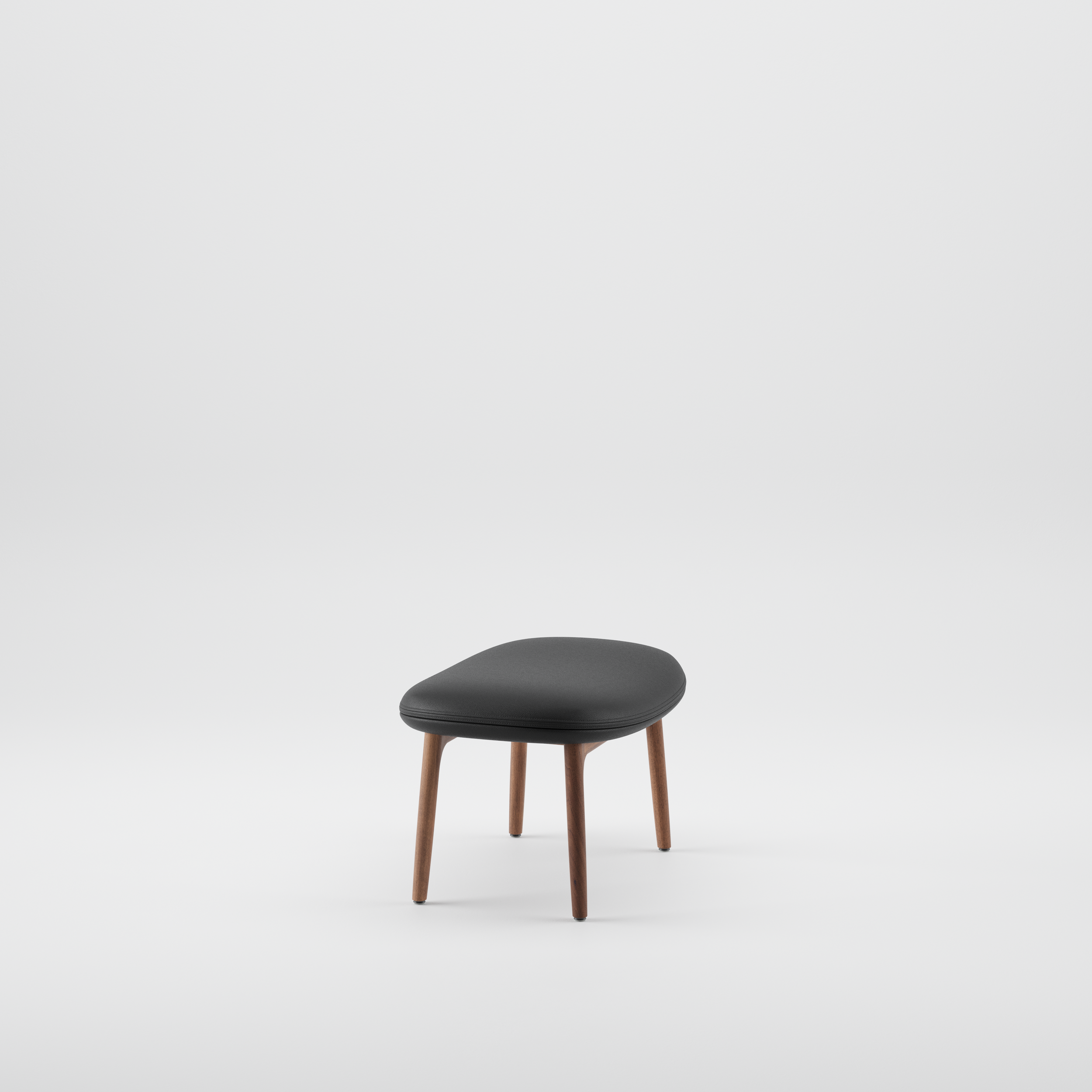 Wooden ottoman with premium leather upholstery