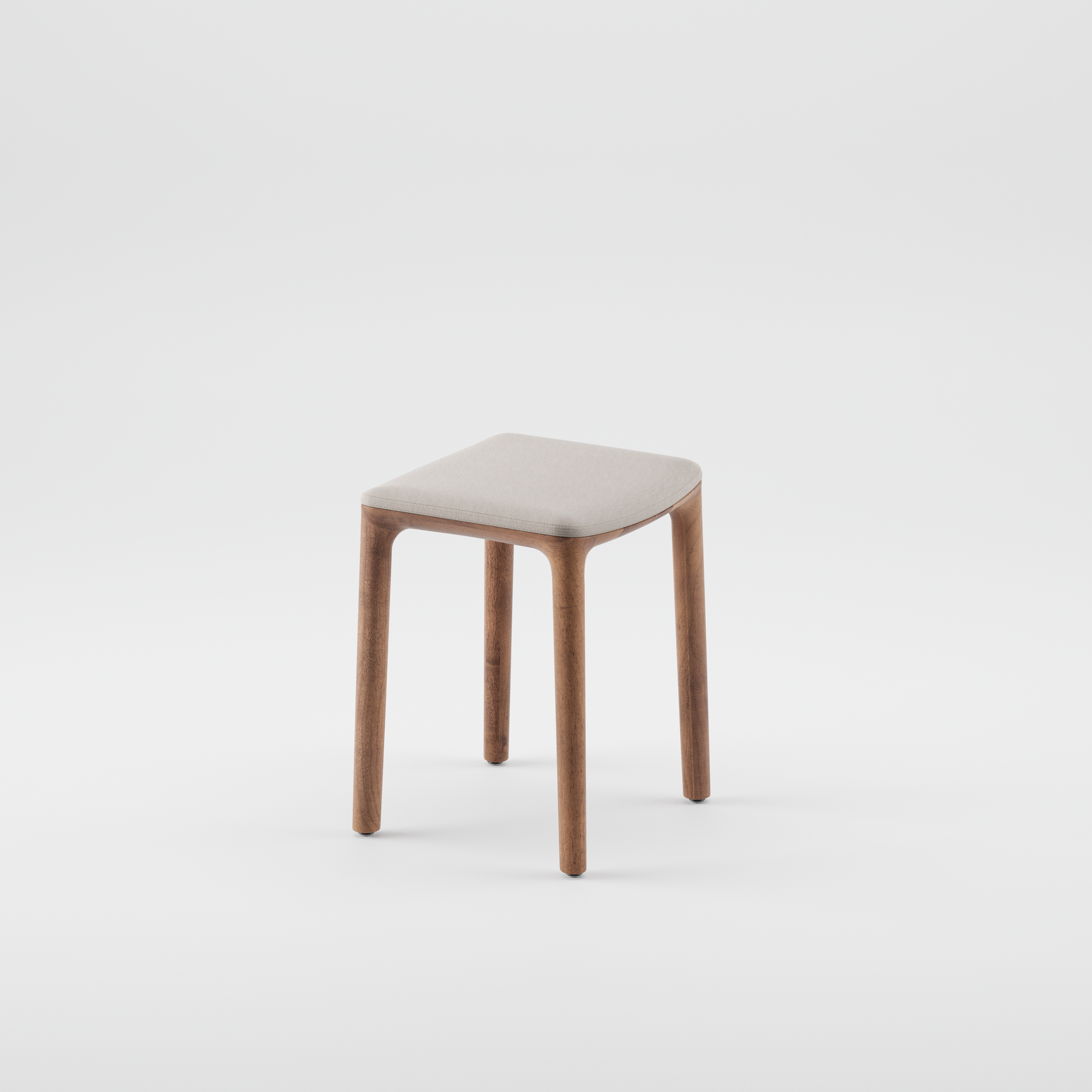 Neva Stool with flowing curves and minimal wooden design