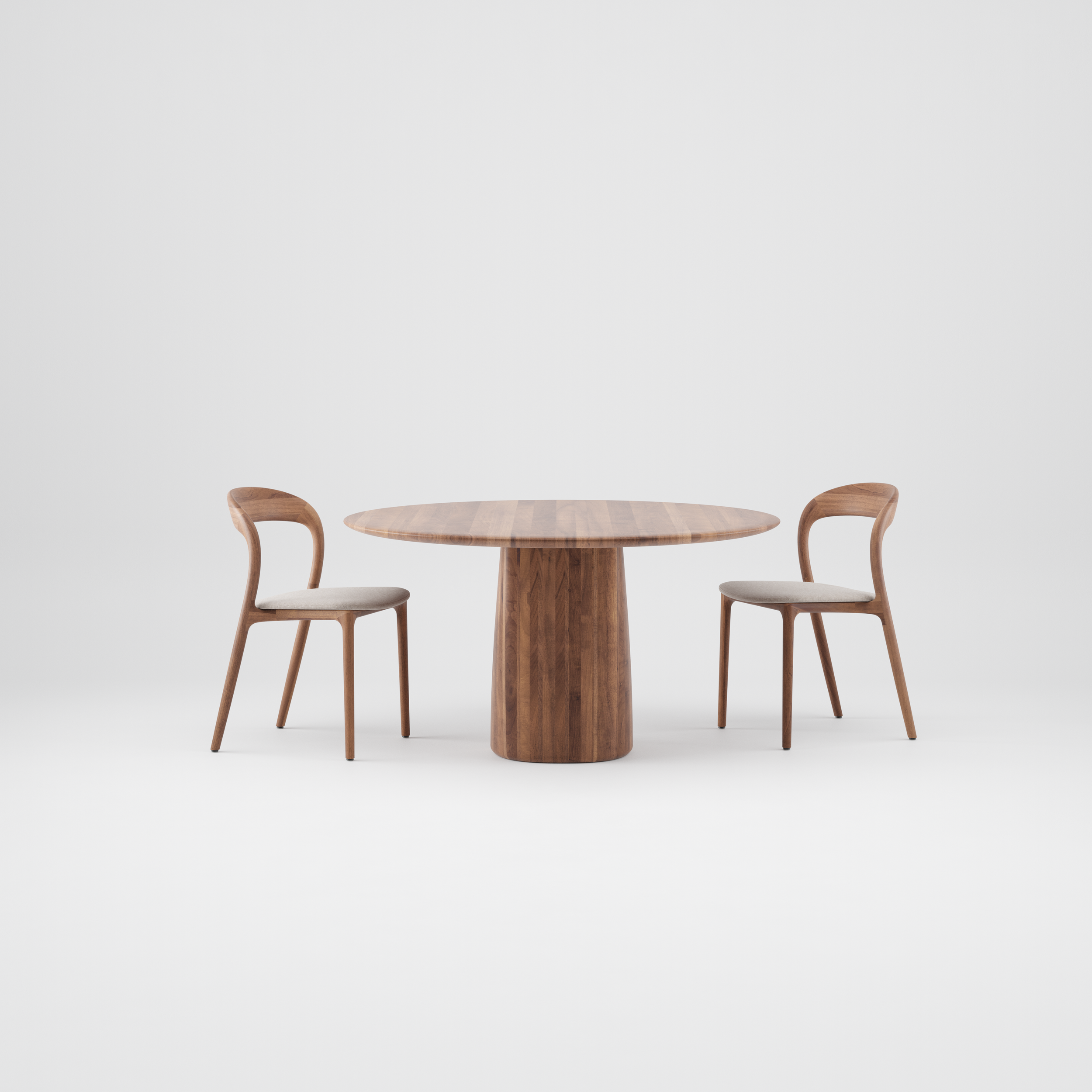 Column Table by Regular Company – solid wood table with sculptural square-to-circle base designed for Artisan