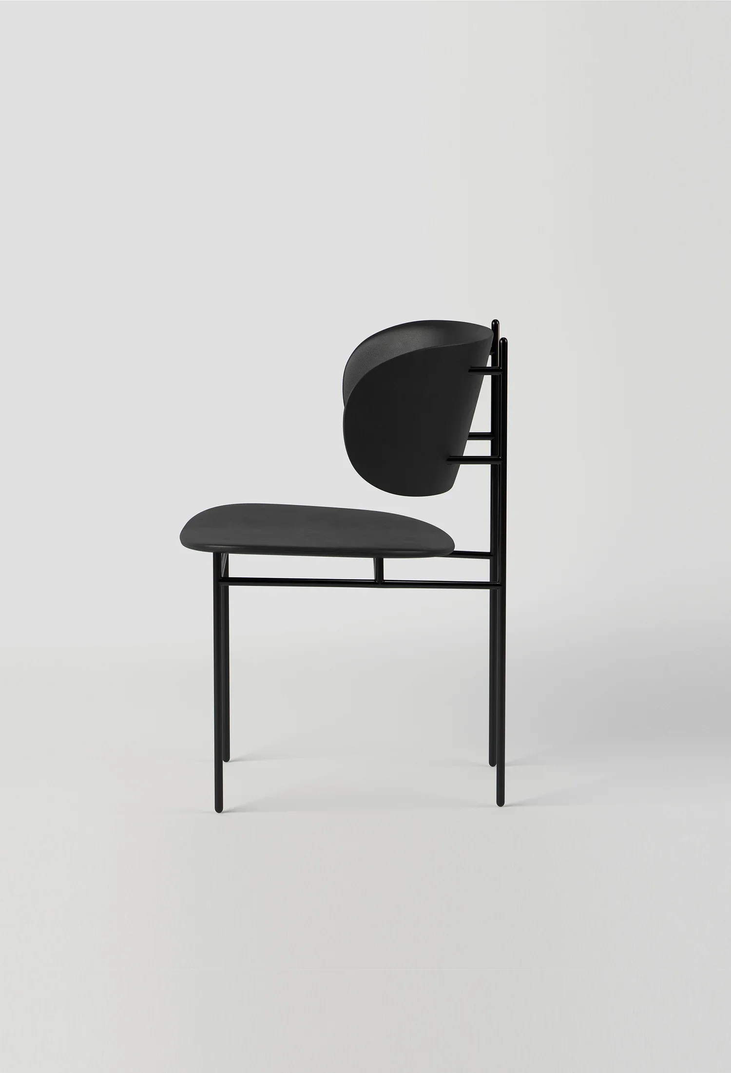 Minimalist chair inspired by metal constructions and pure geometry