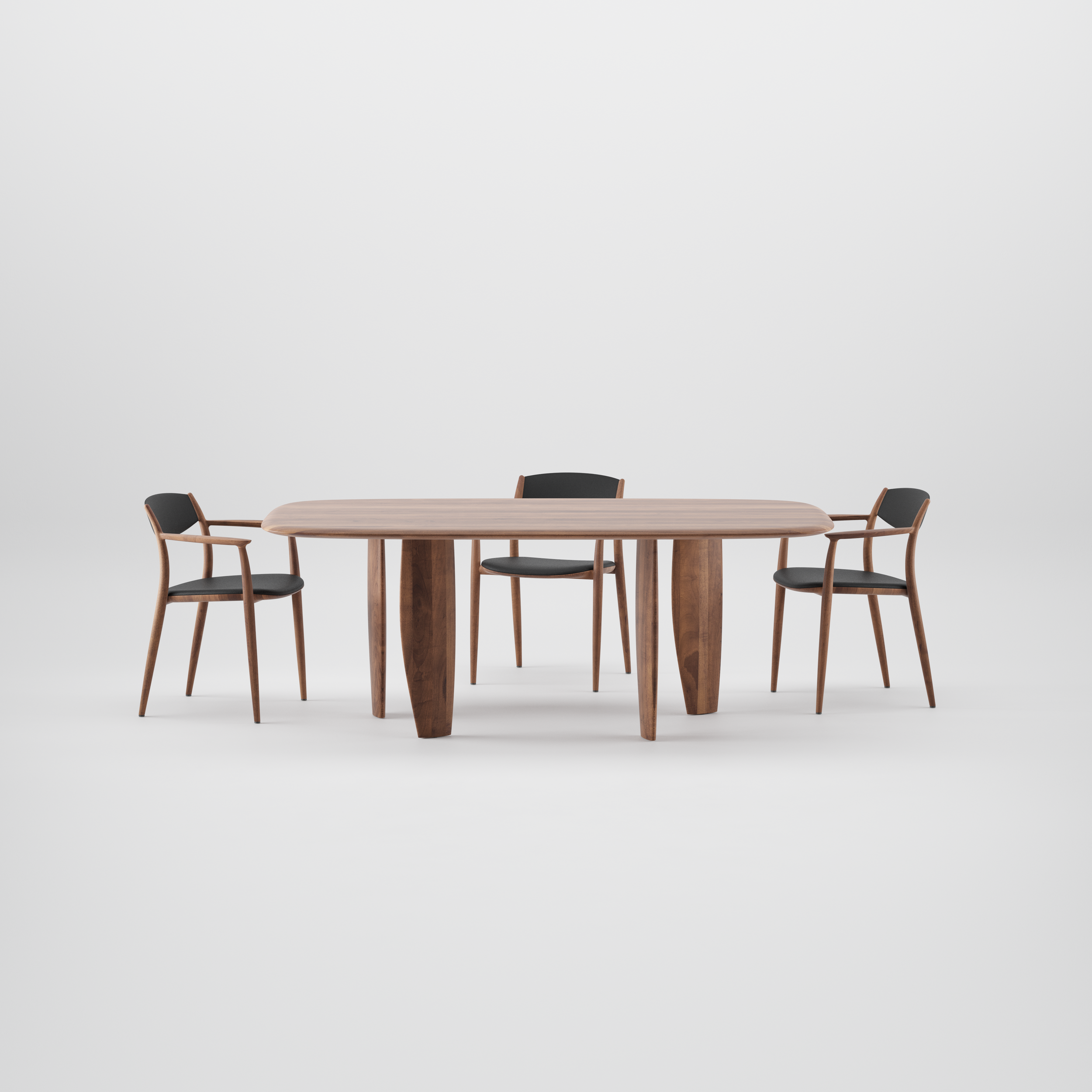 Nilu Table with clean flowing lines and wooden structure