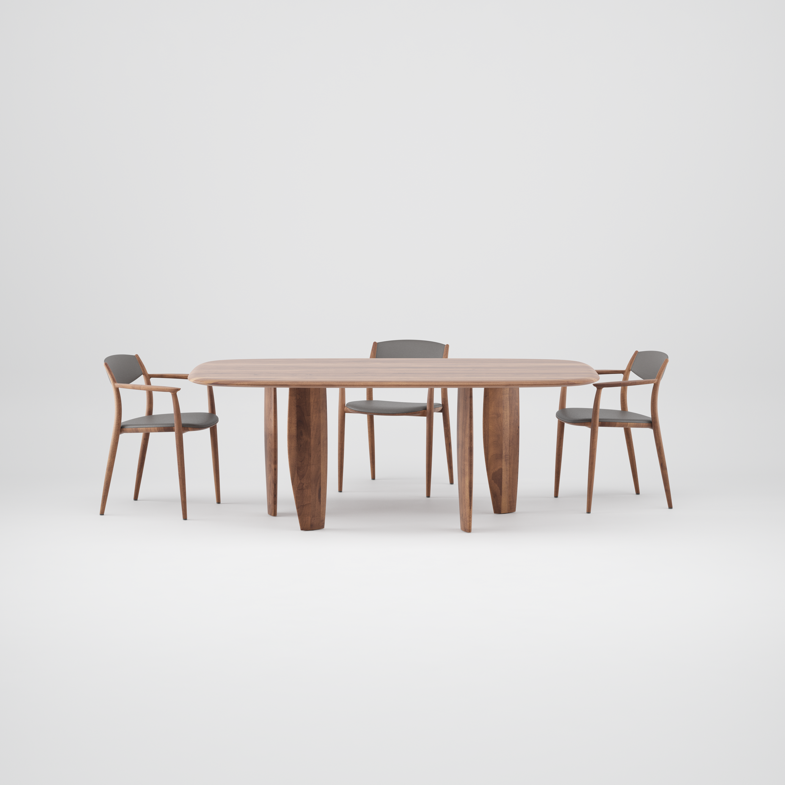 Nilu Table with clean flowing lines and wooden structure