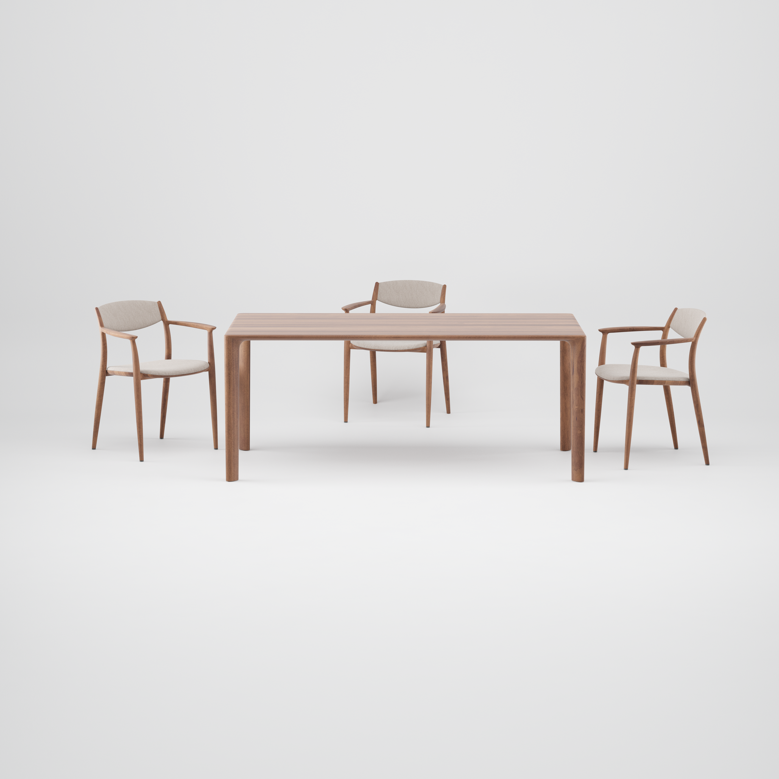 Nila Chair with solid wood frame and curved backrest