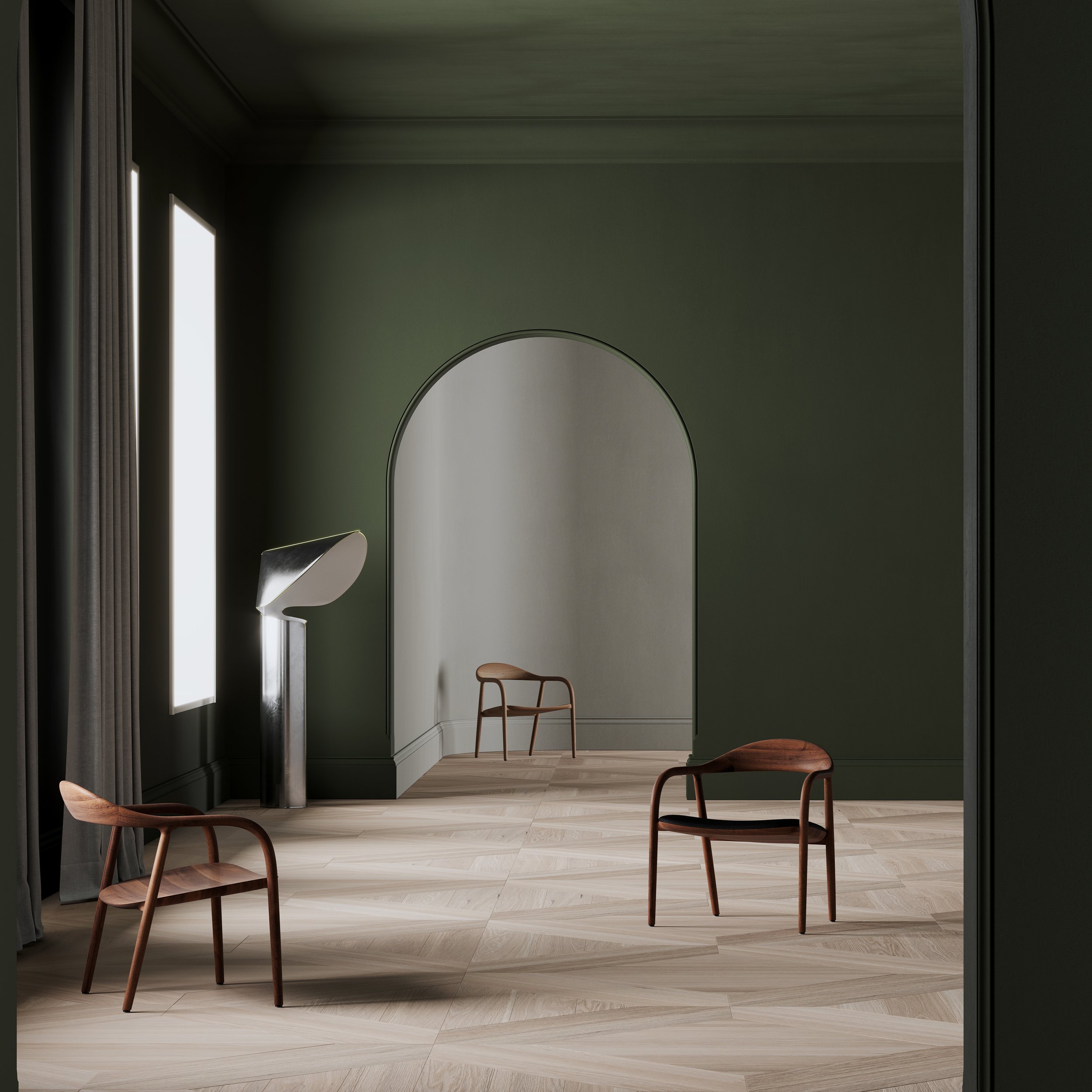 Solid wood Neva Easy Chair showcasing soft curves and craftsmanship