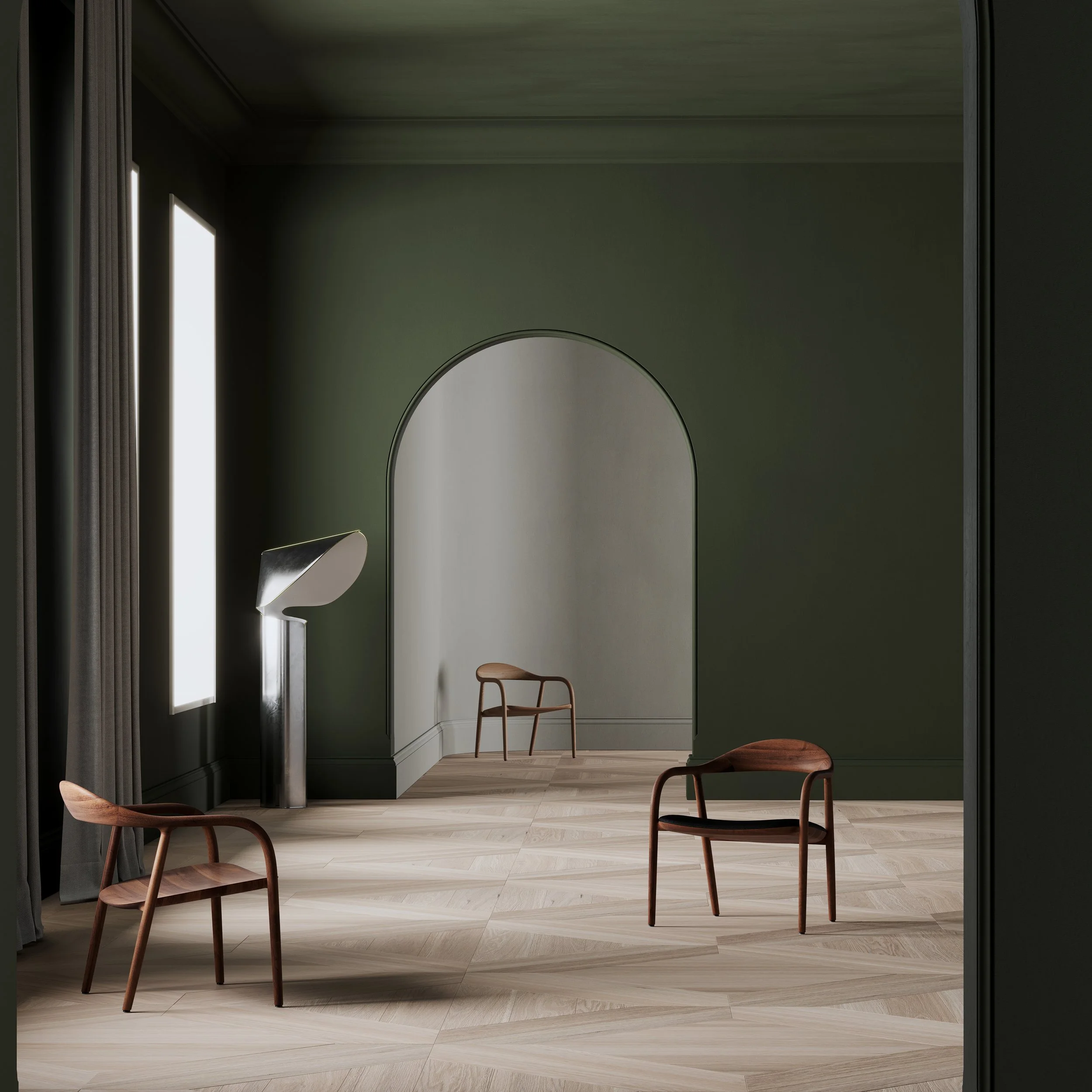 Solid wood Neva Easy Chair showcasing soft curves and craftsmanship