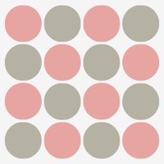 Alternance de cercles rose et gris sur un fond blanc