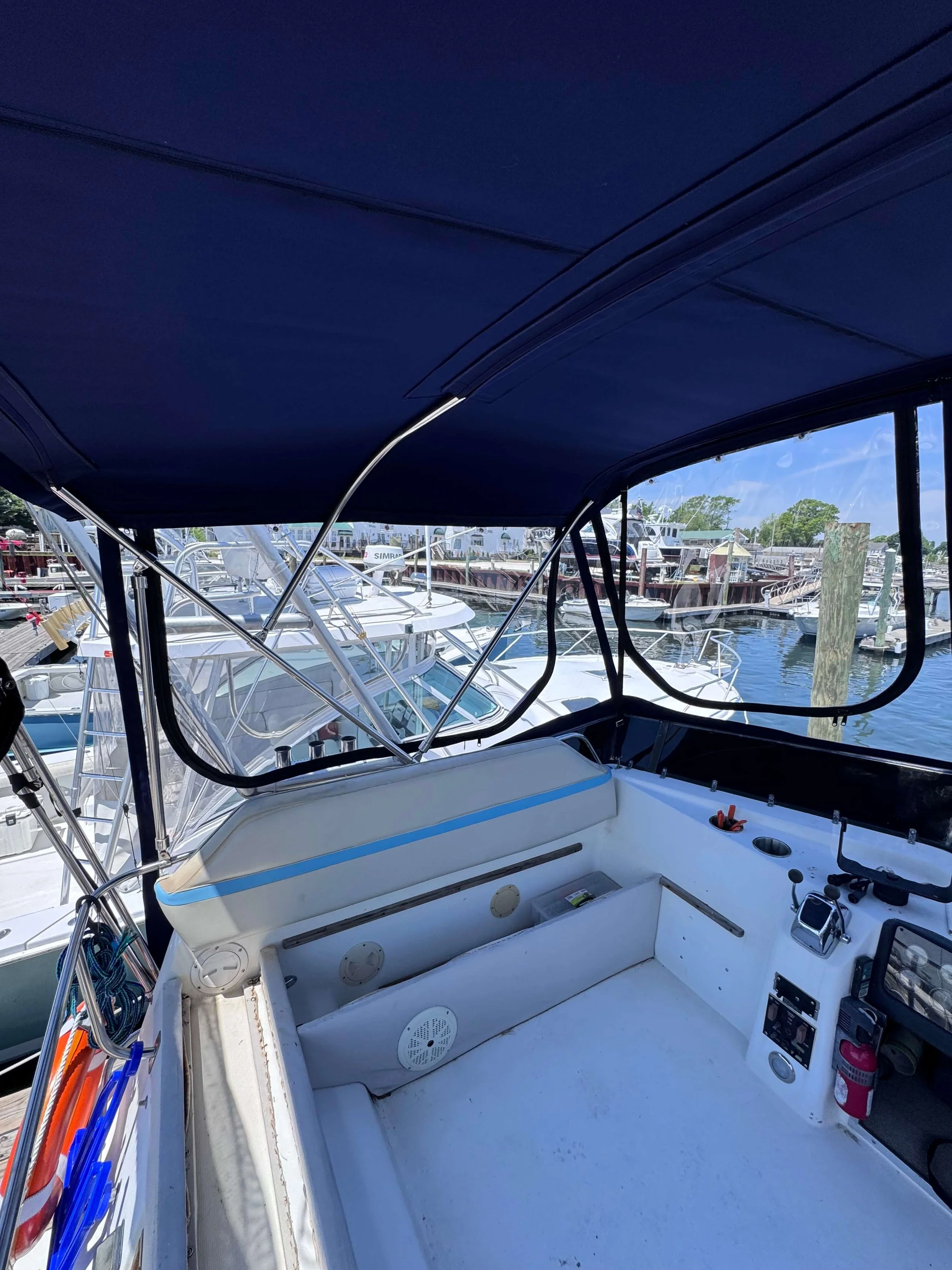 Robie Canvas Bimini Looking Out the Port Window.jpeg