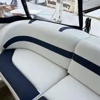 Searay 51 Sundancer cockpit seating with diamond pattern - Robie Canvas