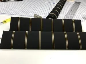 34 Mainship Trawler bolsters in striped pattern - Robie Canvas