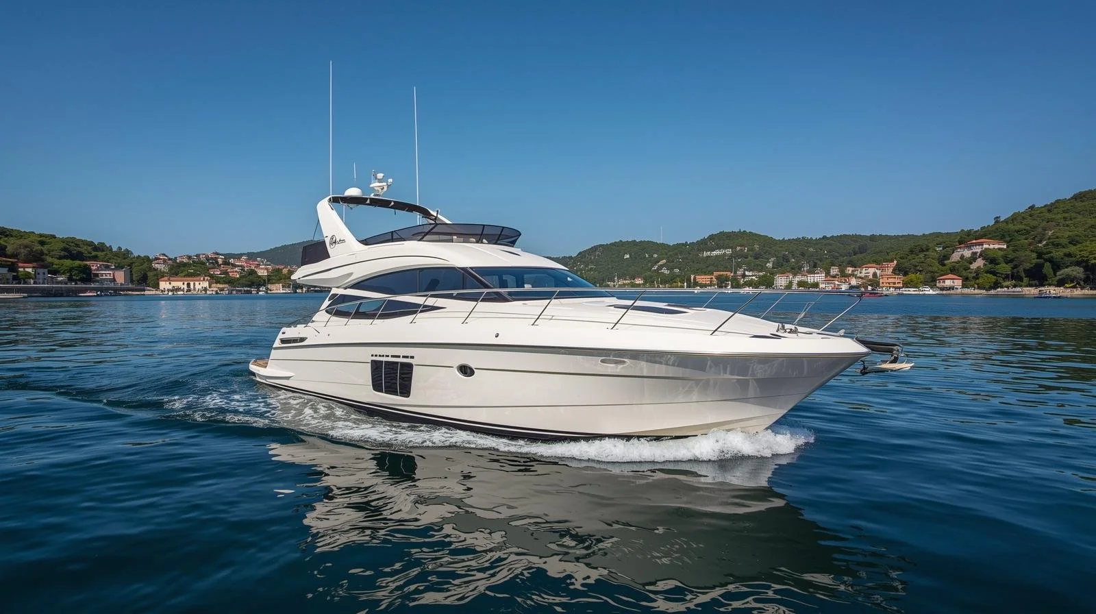 A large searay boat slicing through the water