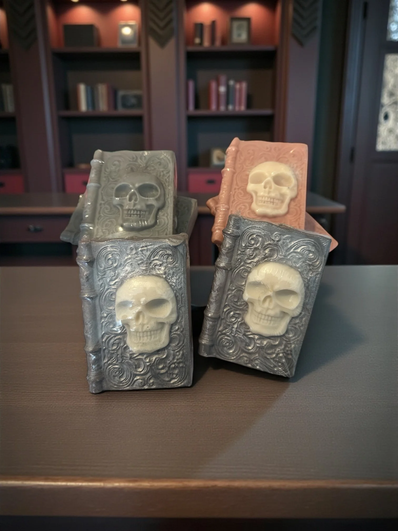 Skull Book Candle