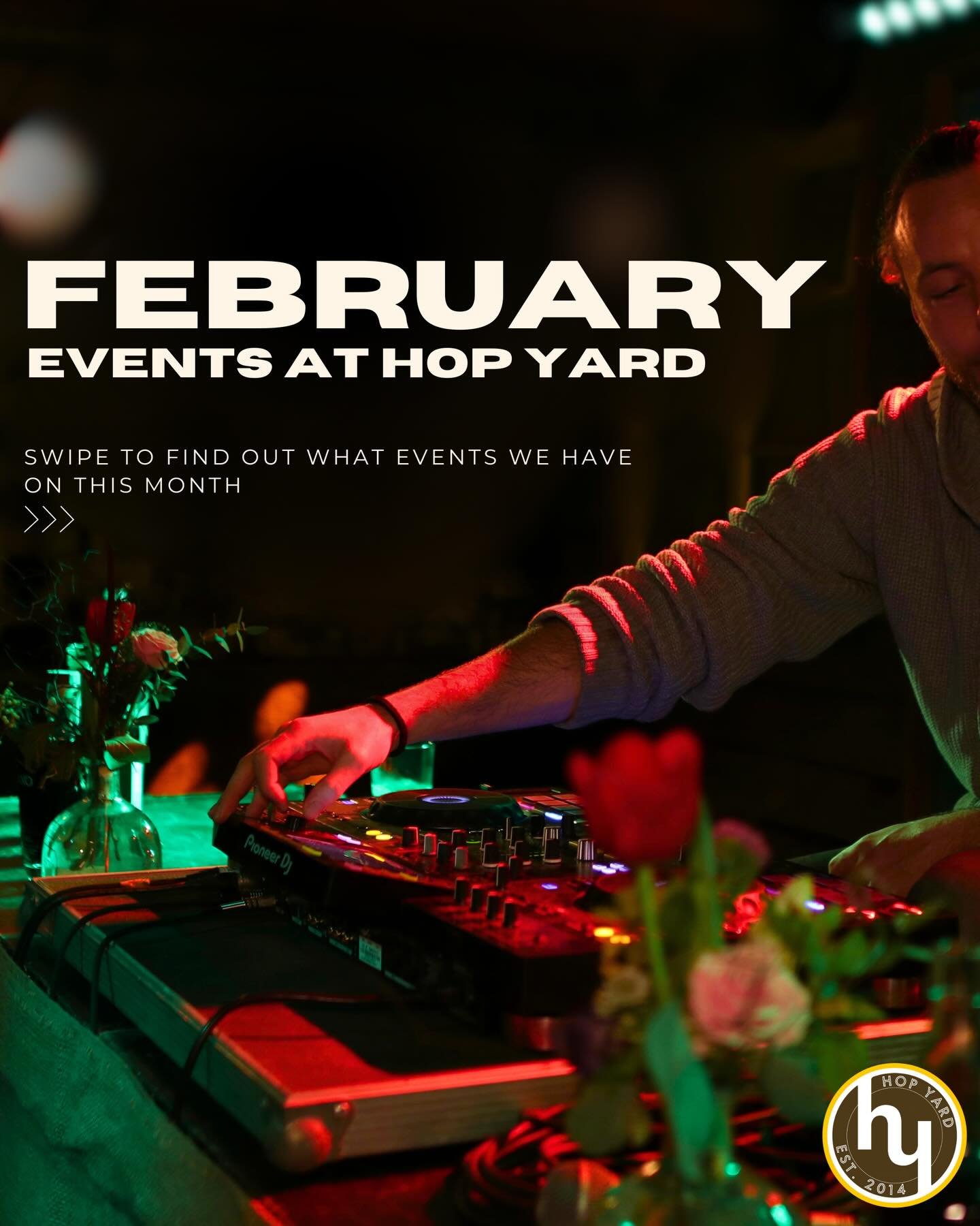 February is (almost) here &amp; the January blues are officially over. We have a busy month coming up at Hop Yard with exciting events for everyone - swipe to find out what we have going on💛

🕓Our open hours:
Wednesday - 5pm - 11pm
Thursday - 5pm -