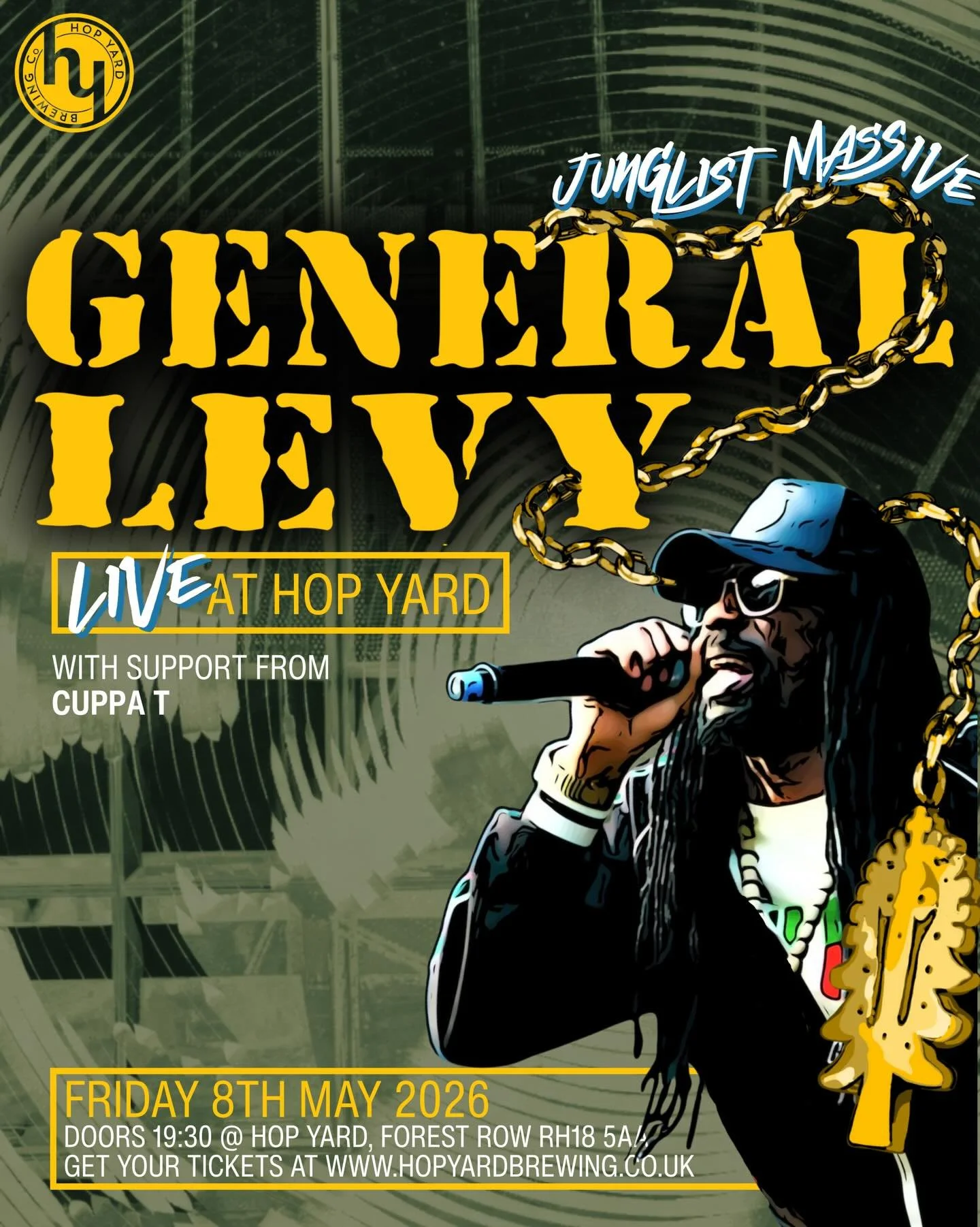 Legendary Dancehall and Jungle MC, General Levy, famous for his original hiccup style, will be joining us at Hop Yard on Friday 8th May for a night of pure jungle music of the highest order.

Learning his trade in the UK soundsystem scene, he grew in
