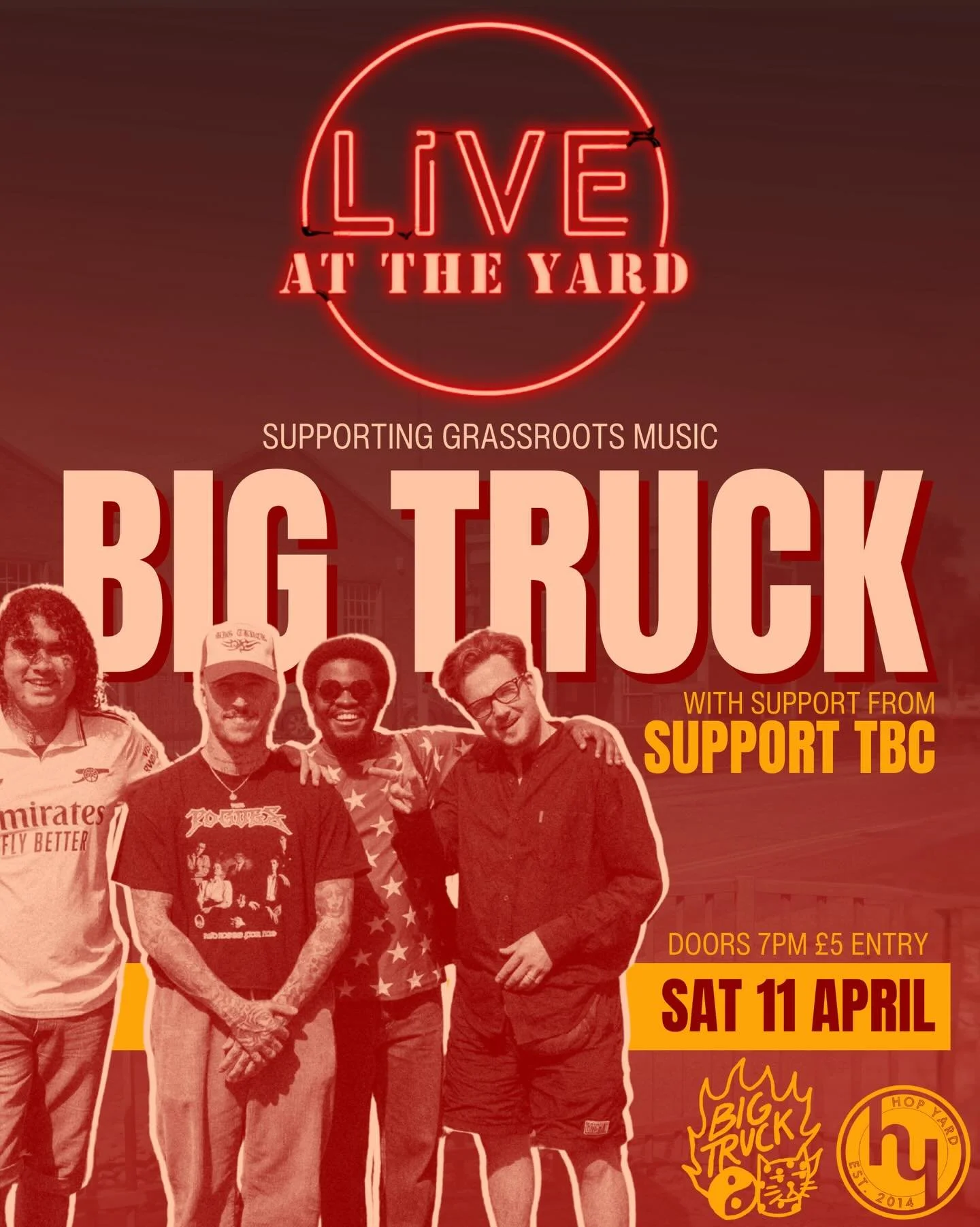 We are excited to announce we will be joined by Big Truck for our launch of Live At The Yard on Saturday 11 April!

A jazzer, metalhead, R&amp;B man and a punk walk into a bar ... and start a band. Big Truck is the result, they make life affirming ab