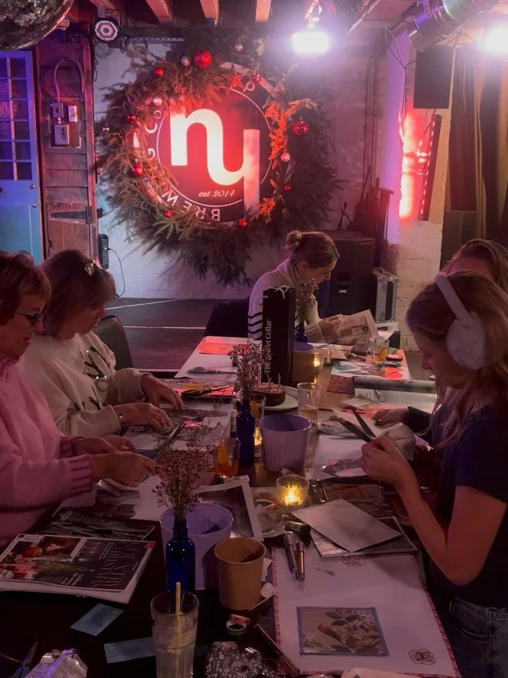 Get creative with @seasonschangeworkshops✂️ Join us for a chilled afternoon of crafting, chatting &amp; creating at Collage Club! 

Saturday 11th April 3 til 5, all materials provided - bar &amp; kitchen will be open🍻🍔

Reserve your spot through th