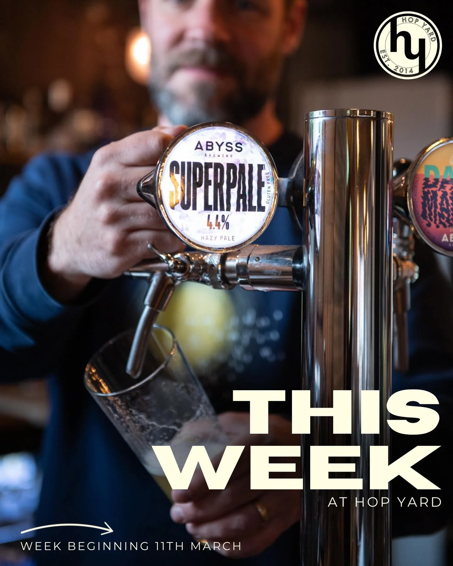 This weeks events at Hop Yard..

Wed - Folk Night🎻
Fri - Hop Yard Fridays: Mum From School plays 1978 - 1992, Arabic disco &amp; post punk🪩
Sat - Days Books &amp; Records takeover: celebrating their birthday with DJs &amp; live music🥳
Sun - Roast 