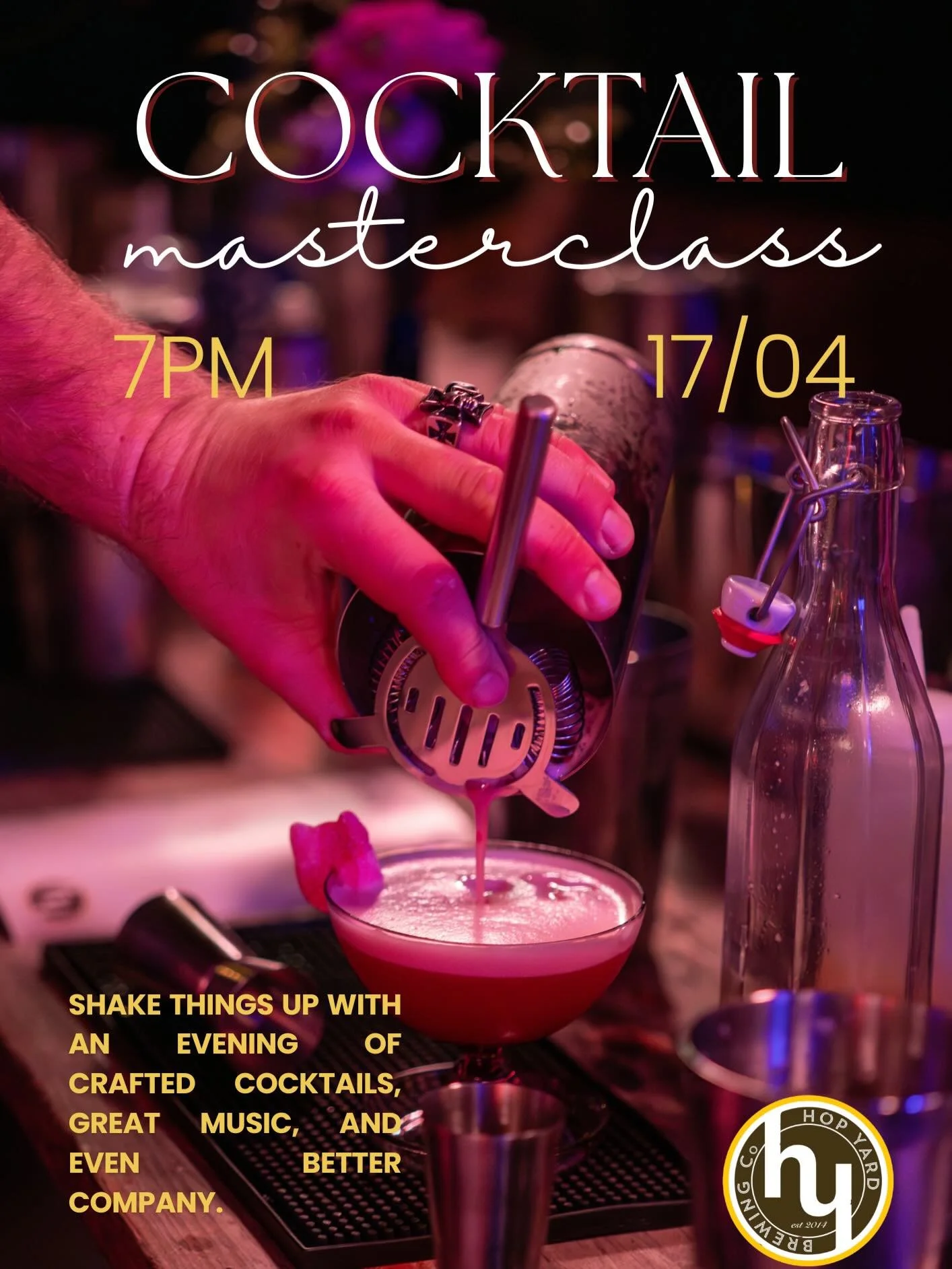 Social Hour are back to host another Cocktail Masterclass at Hop Yard on Friday 17 April🍸 

Learn to make (&amp; then drink) 3 delicious cocktails - no experience needed, the Social Hour team will have you shaking like a pro in no time!

🎟️Ticket l