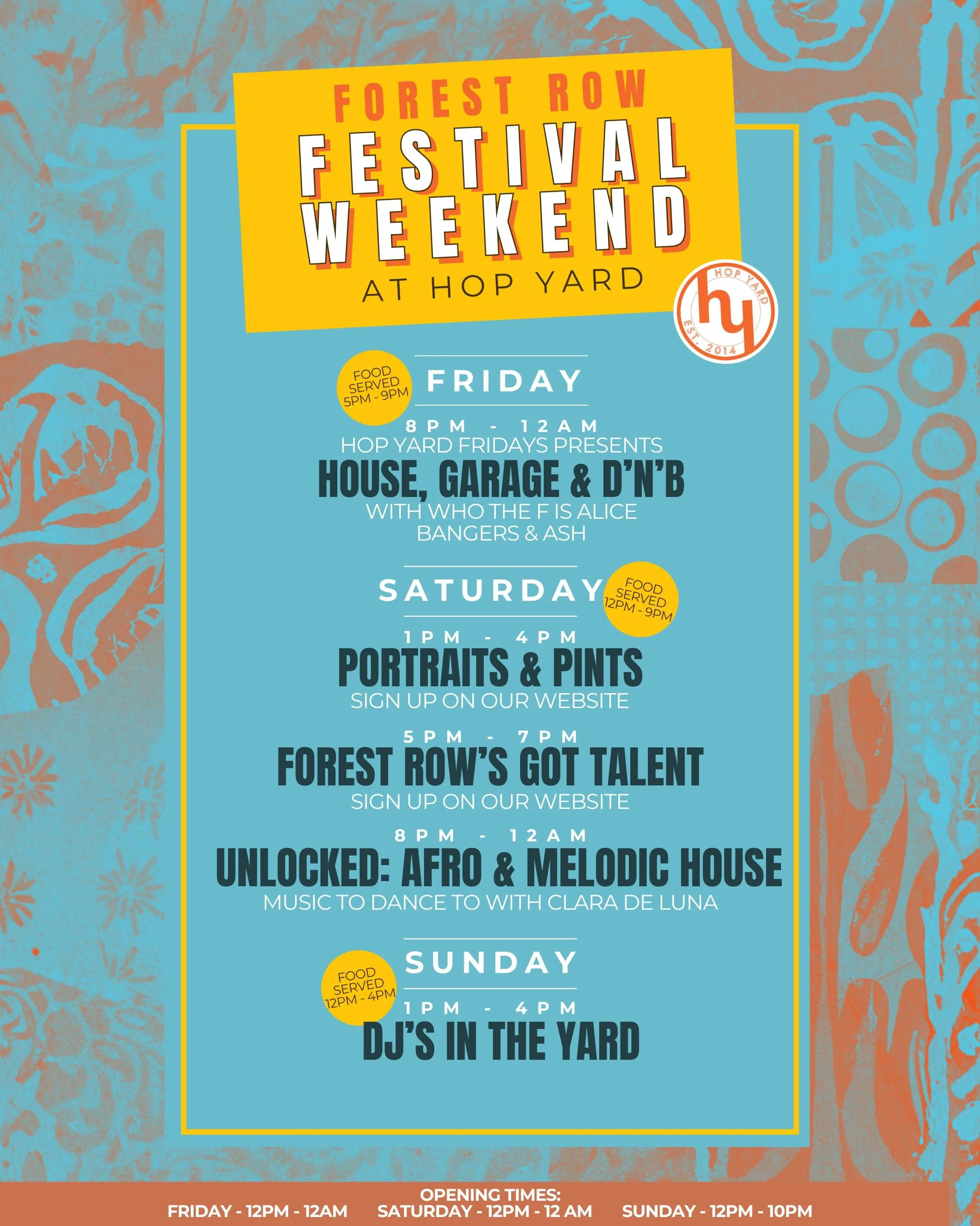 Forest Row Festival is just over 3 weeks away &amp; we have an exciting lineup of events to share&hellip;

FRIDAY: 
🕺Hop Yard Fridays: House, Gargage &amp; D&rsquo;n&rsquo;B with @bangers.andash_ &amp; @who_the_f_is_alice bringing their top notch en