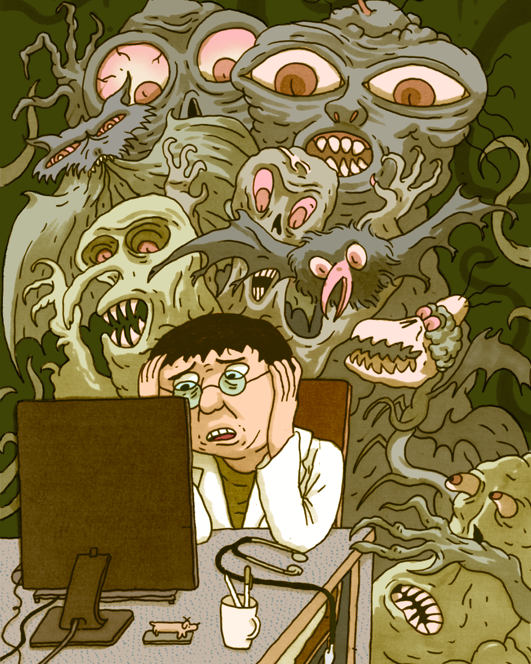 Illustration for VMA about the fears of the veterinarian business.