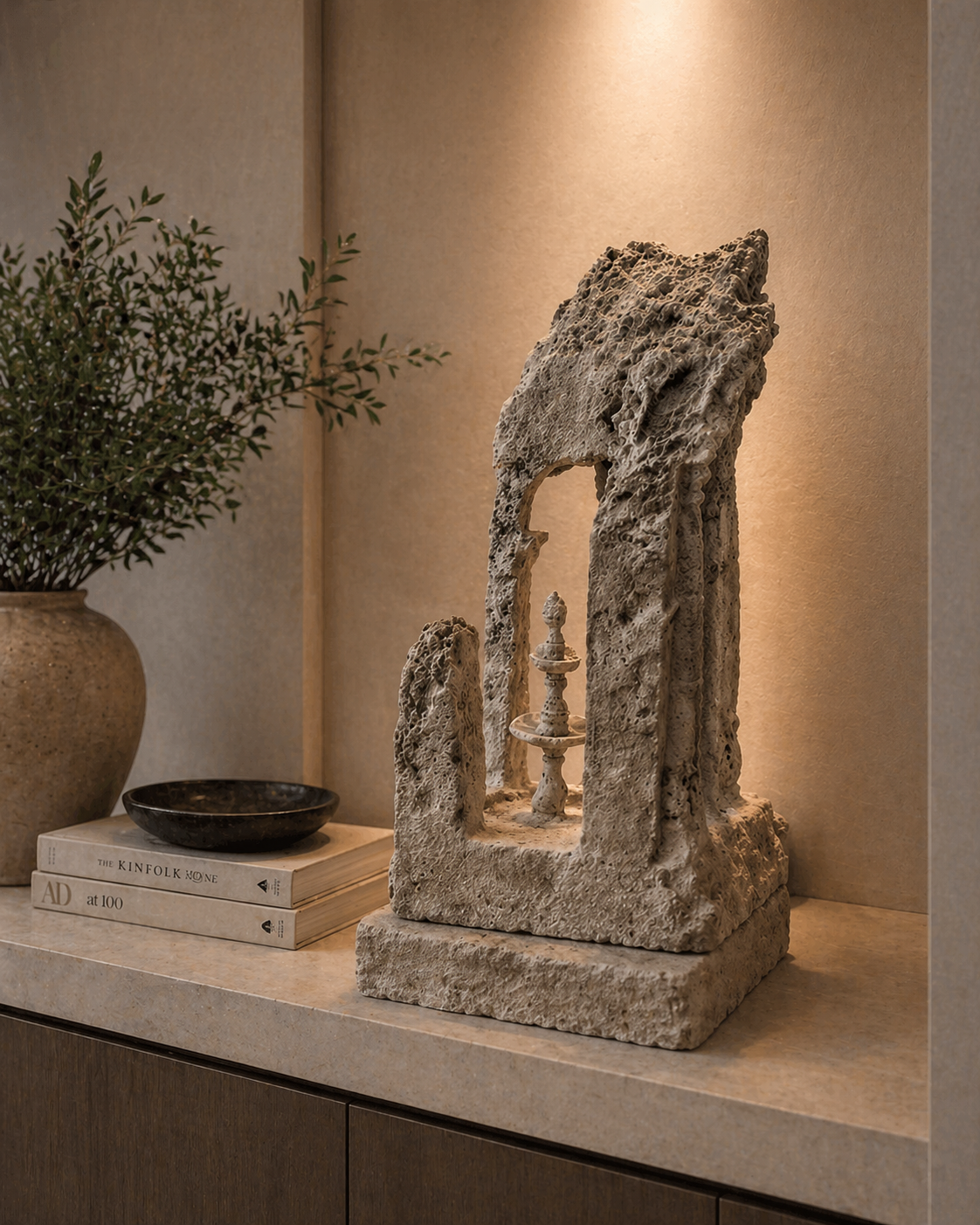 Natural handcrafted stone sculpture for luxury interior decor