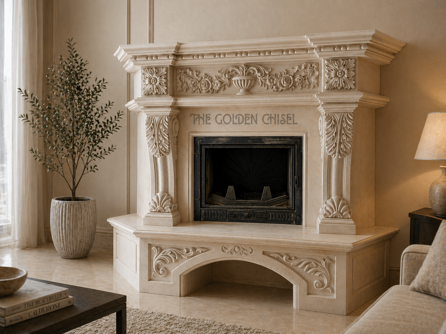 Luxury marble fireplaces collection for villas and interiors