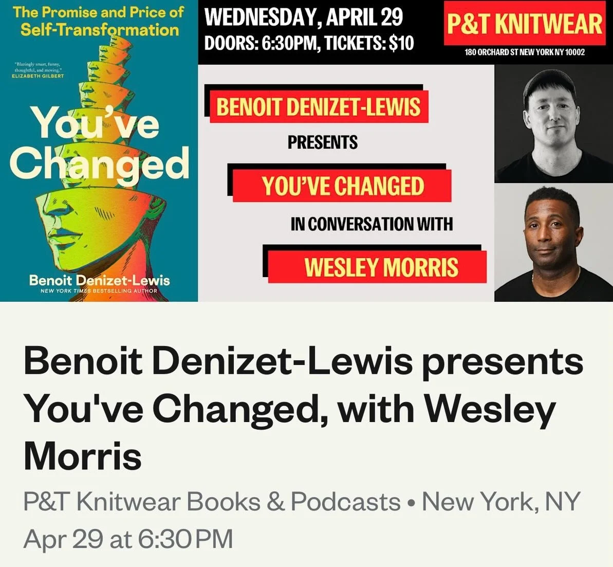 NYC! Tonight I&rsquo;m in conversation with @wsslyy at @ptknitwear. Doors open at 6:30. 

Tomorrow at noon I&rsquo;m in a virtual @newamericaorg convo with @larissa.macfarquhar. (If you can&rsquo;t make any of my in-person events, I hope to see you a