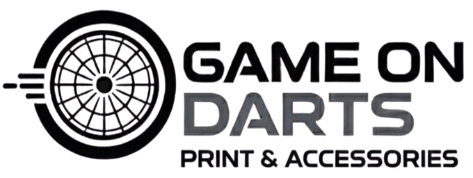 Logo featuring a dartboard graphic and the text 'Game On Darts and Accessories'.
