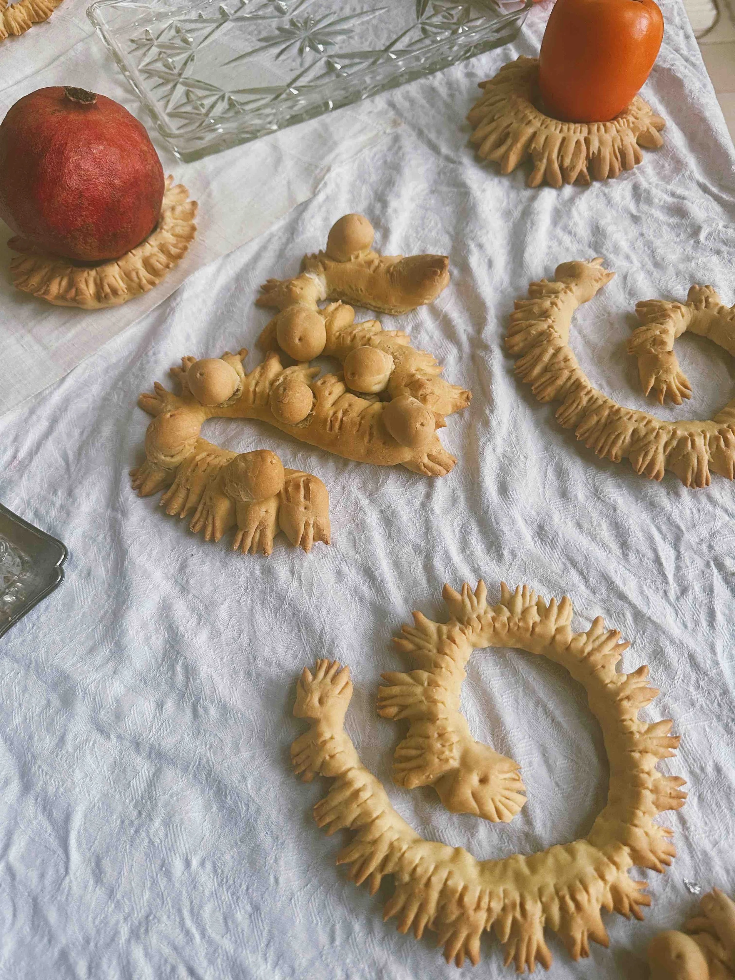 Bread art and sculpture made of bread artistic table