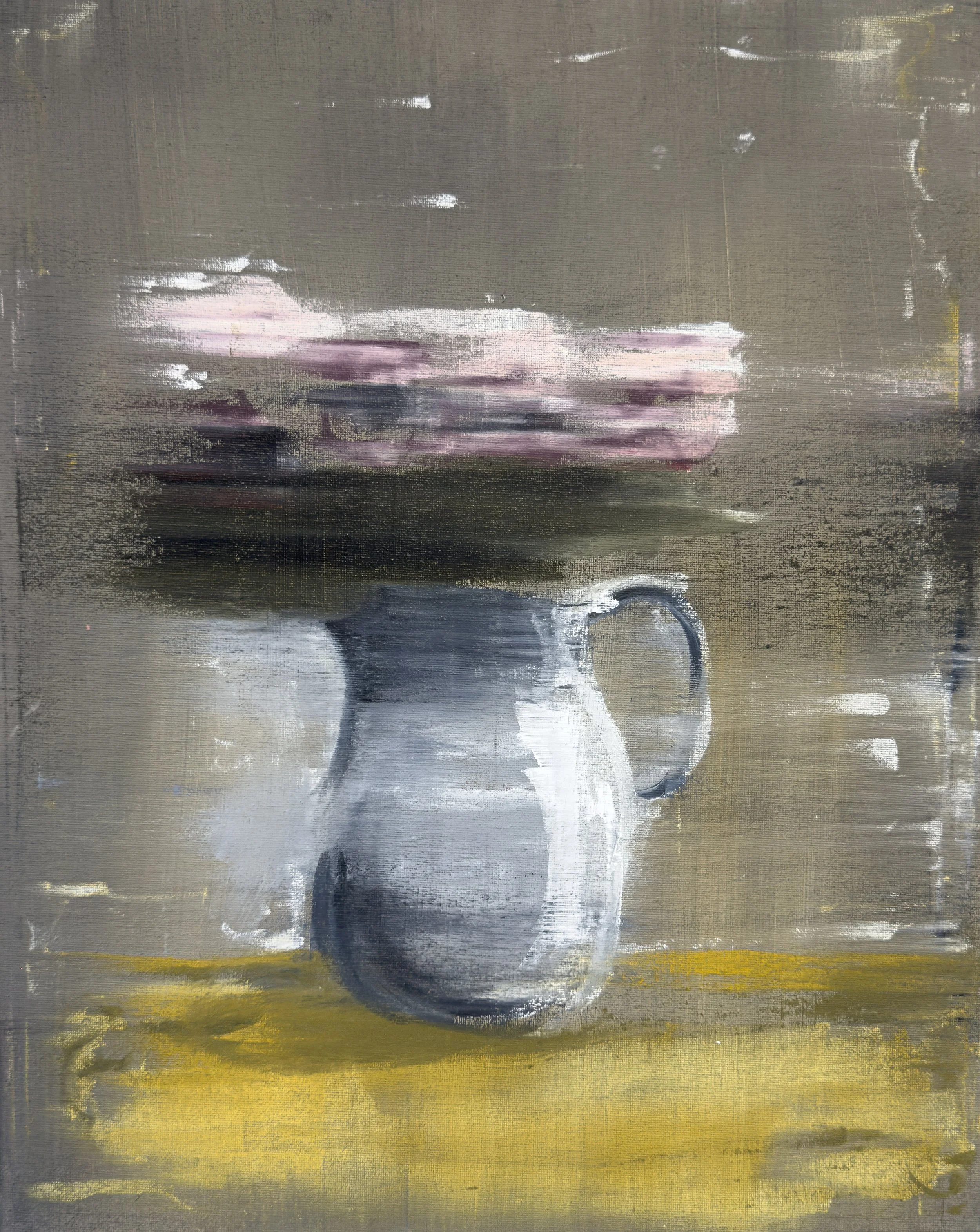 Oil painting of vase and flowers