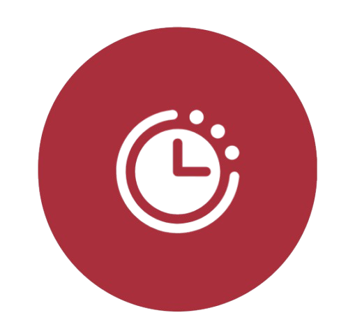 Icône d'une horloge dans un cercle rouge