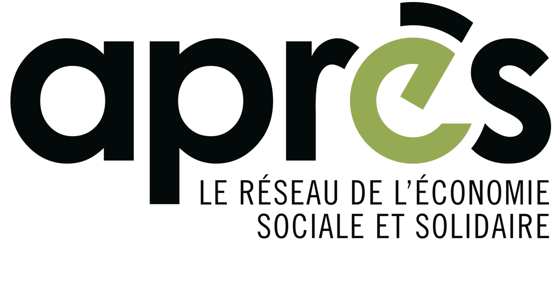 Logo d'APRES, réseau social et solidaire, avec le nom en lettres noires et le slogan en dessous.