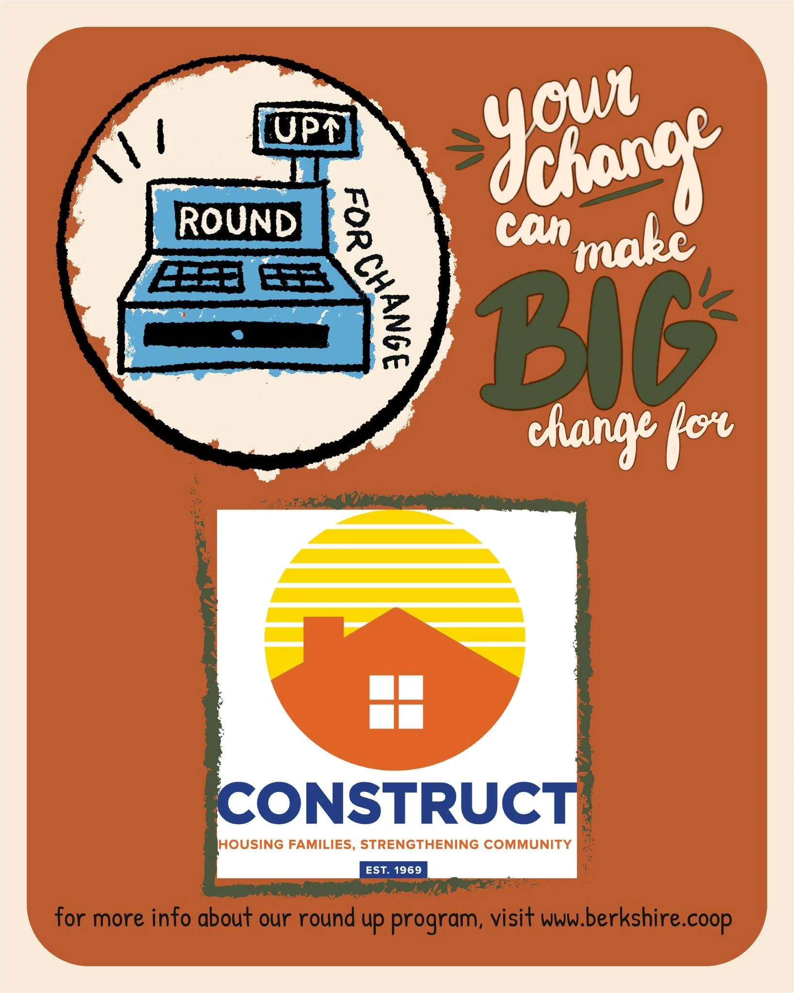 Round up your total at the register to donate your pare change to Construct this month!