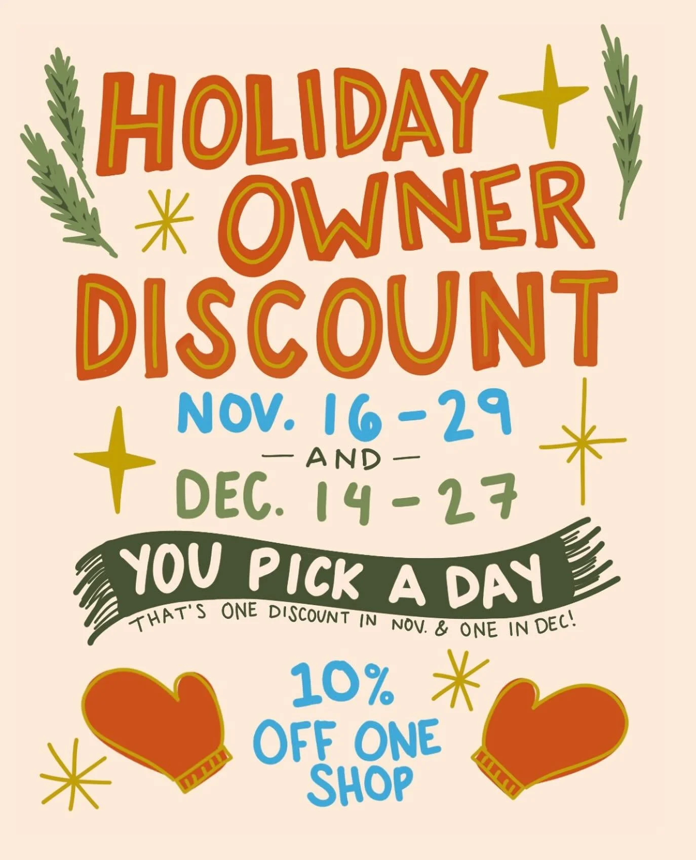 Holiday savings &amp; cheer for our wonderful Owners! 
This season as a BIG sparkly ✨ THANK YOU for being part of our Co-op fam, we are gifting our primary Owners with a 10% Holiday discount ❤⭐❤⭐ We are so grateful for our owners, shoppers, and wonde
