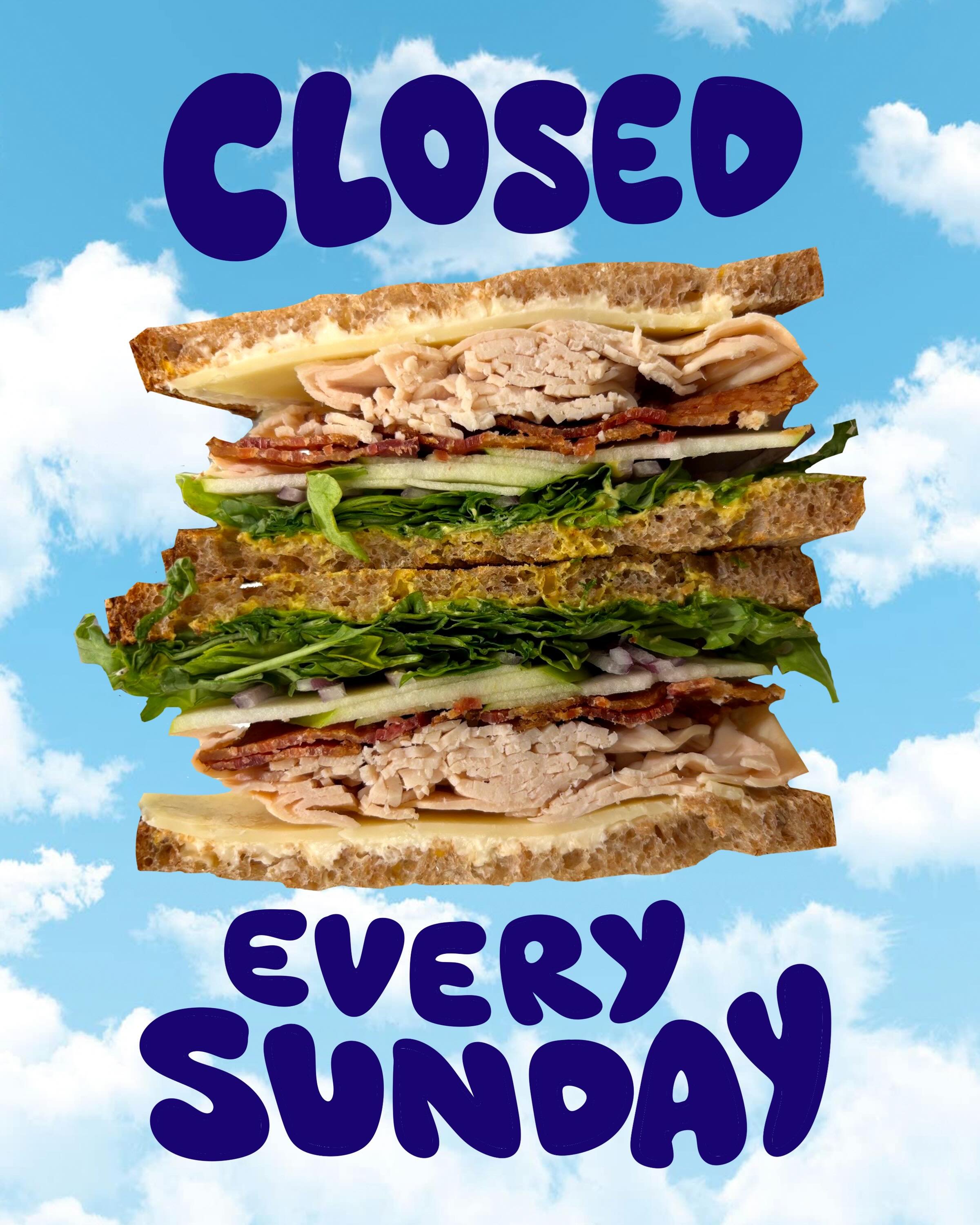 Please note: Beginning Sunday, 6/28, our caf&eacute; will be closed on Sundays ✌️ Our Hot Bar, Grab &amp; Go items, and seating area will still be open and ready for you to enjoy &hearts;️✨