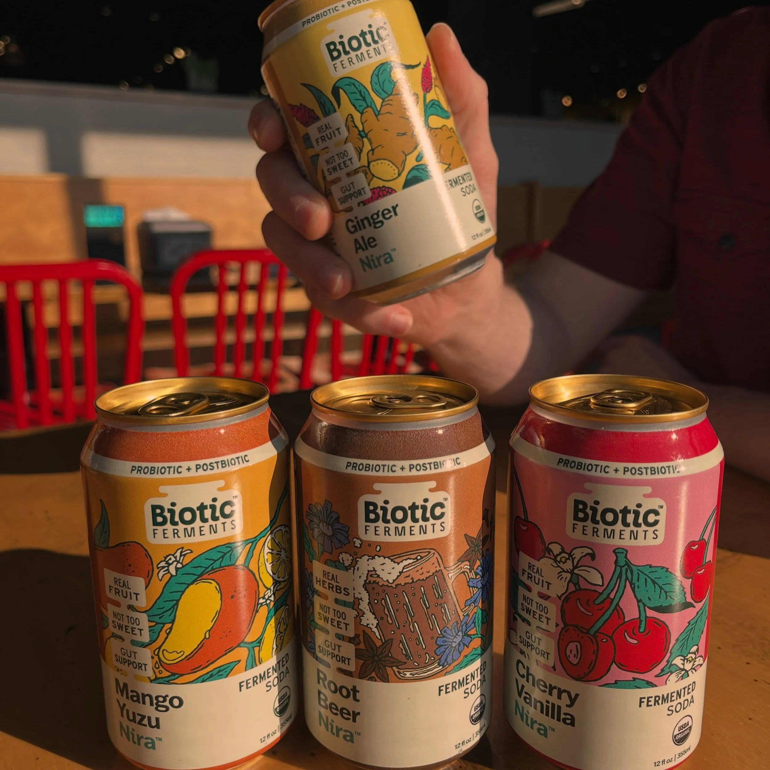 Meet your new favorites!
🟡 @bioticferments fermented sodas can be found in our Grab &amp; Go drink coolers (tasty, gut-healthy sodas with the prettiest cans I&rsquo;ve ever seen) 🍒
🟡 @onetrickponynuts crunchy &amp; creamy peanut butter can be foun