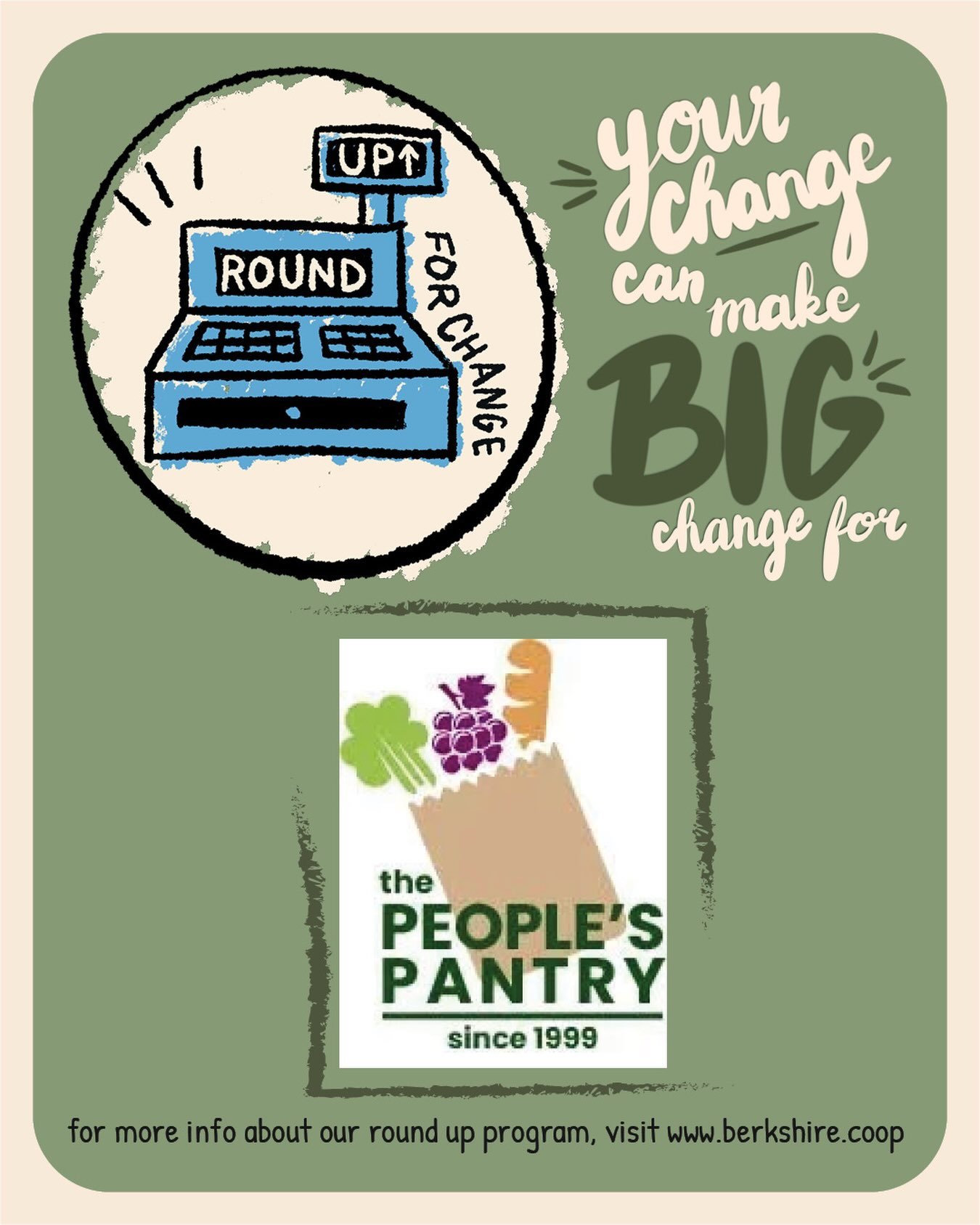 OCTOBER ROUND UP: This month, donate your spare change to The People&rsquo;s Pantry Great Barrington 🥬🍅🍎🥑🧄✨ 

Since 1999, @thepeoplespantrygb has been helping neighbors across South Berkshire County access healthy, nourishing food 😌 Everyone is