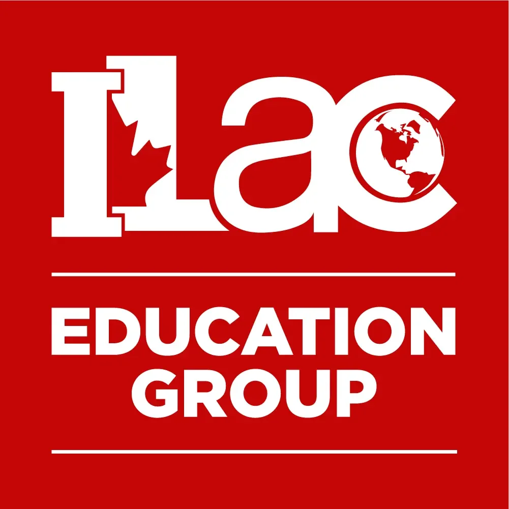 Red background with white text and design. The text reads '1 2 C' with a maple leaf and a globe within the lettering. Below that, it says 'EDUCATION GROUP'.