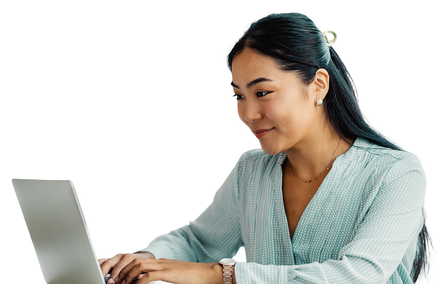 Team member working on laptop