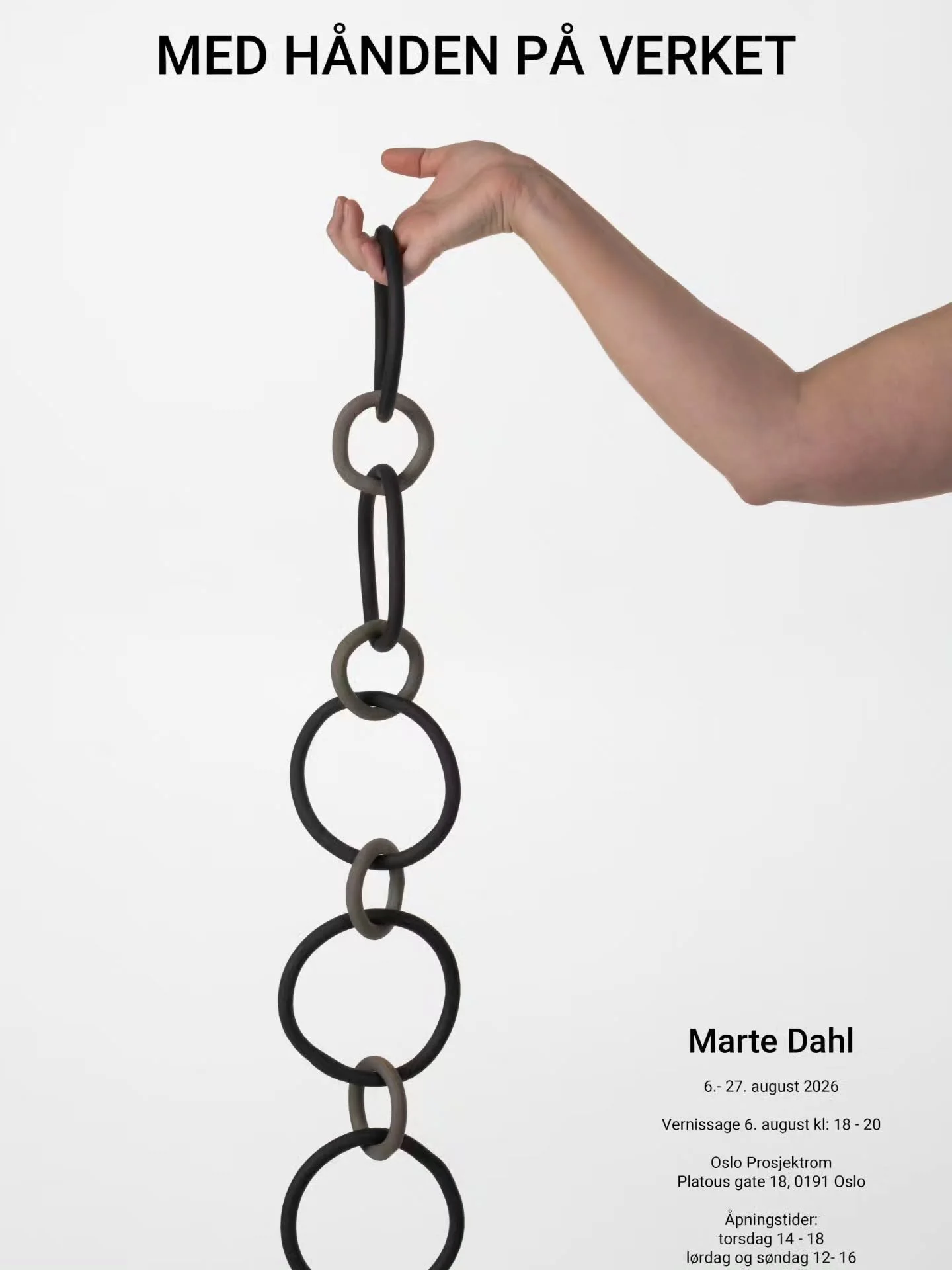 Marte Dahl har separatutstilling p&aring; Oslo Prosjektrom n&aring; i august!

"Med H&aring;nden p&aring; Verket" kan sees i Platous gate 18 frem til 27.08. 

&Aring;pningstider:
Torsdag 14:00-18:00
L&oslash;rdag og s&oslash;ndag 12:00-16:0