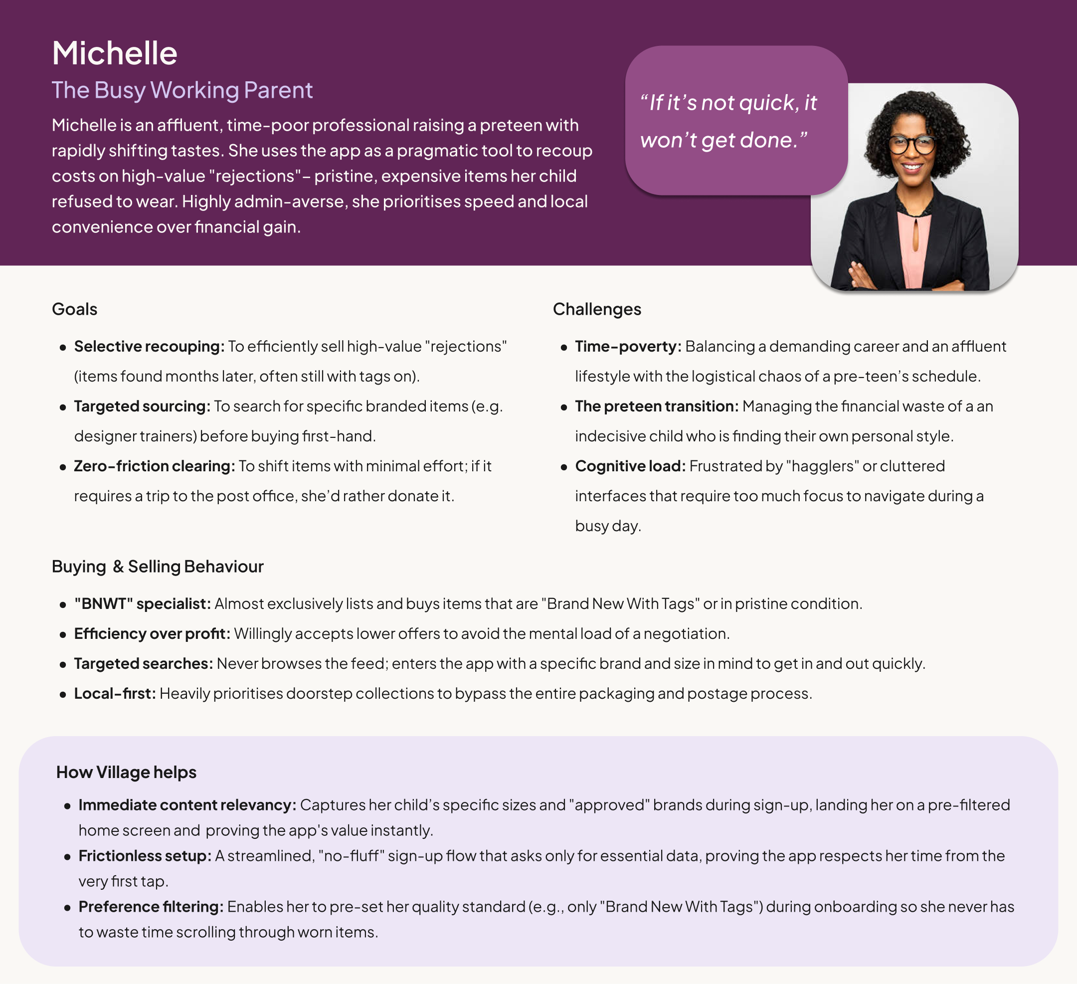 Michelle, the busy working parent