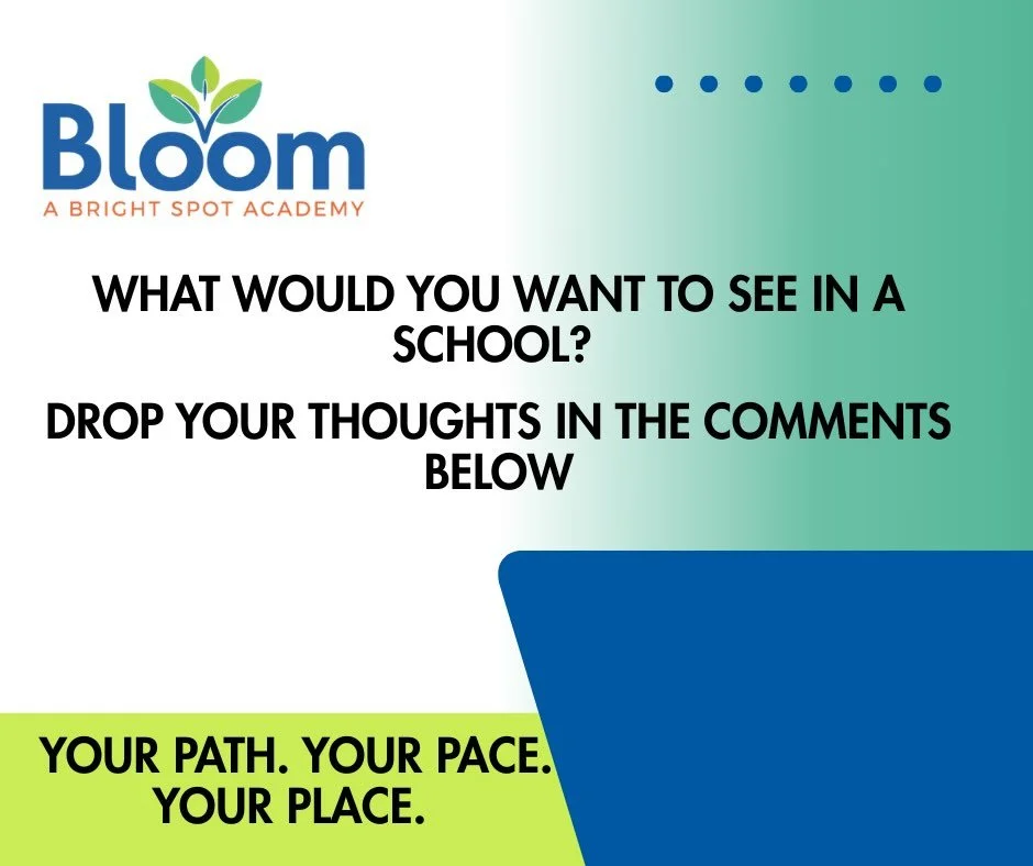 What do you look for in a school?

Small class sizes?
A place where your child feels known and loved?
Room to move, explore, and ask big questions?

At Bloom Academy, we&rsquo;re reimagining what school can be&mdash;balancing mastery-based learning w