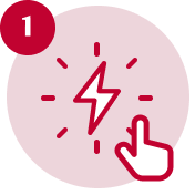 Electrical hazard warning icon with a lightning bolt, lightning, and a hand pointer