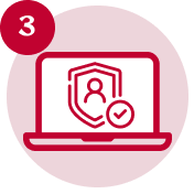 Laptop screen displaying a security shield with a user icon and a checkmark, indicating cybersecurity or user authentication.