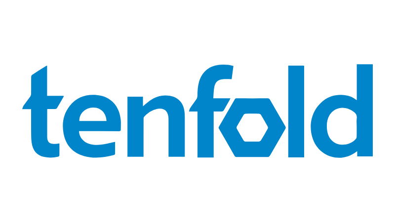 The Tenfold logo in blue and black with the word tenfold and a stylized 