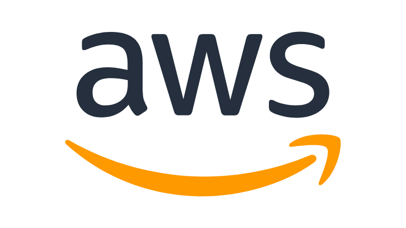 Amazon Web Services (AWS) logo, featuring the lowercase letters 'aws' in dark font above an orange curved arrow pointing from left to right, resembling a smile.