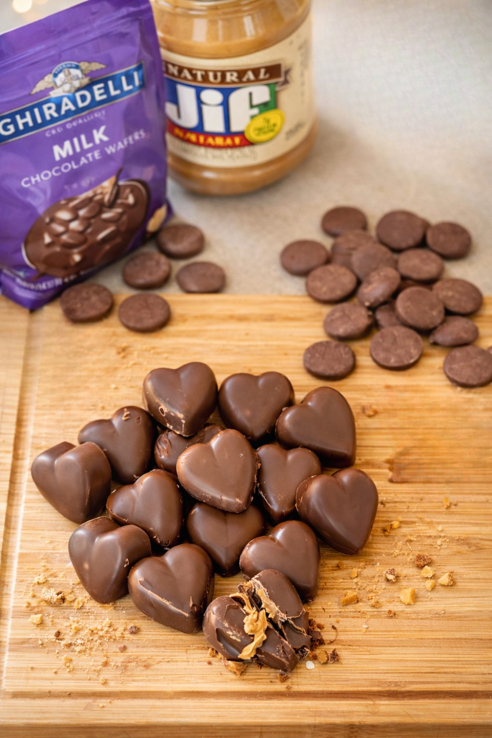 Easy Homemade Peanut Butter Chocolate Hearts for Valentine's Day