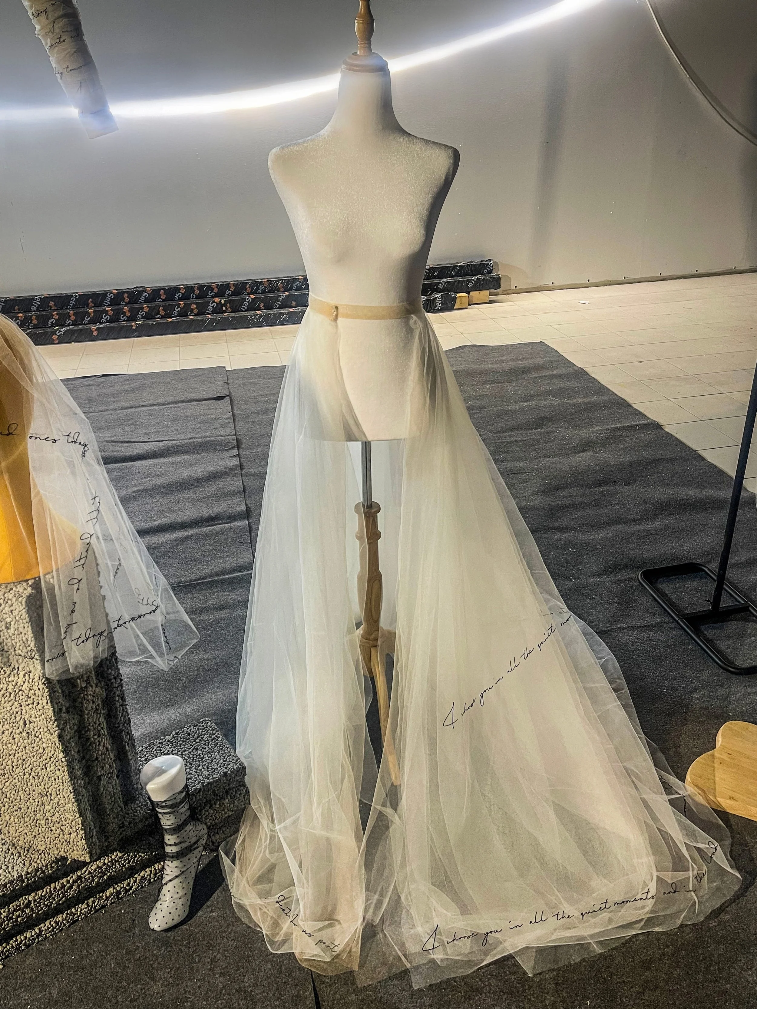 Detachable Bridal Overskirt, In Ink